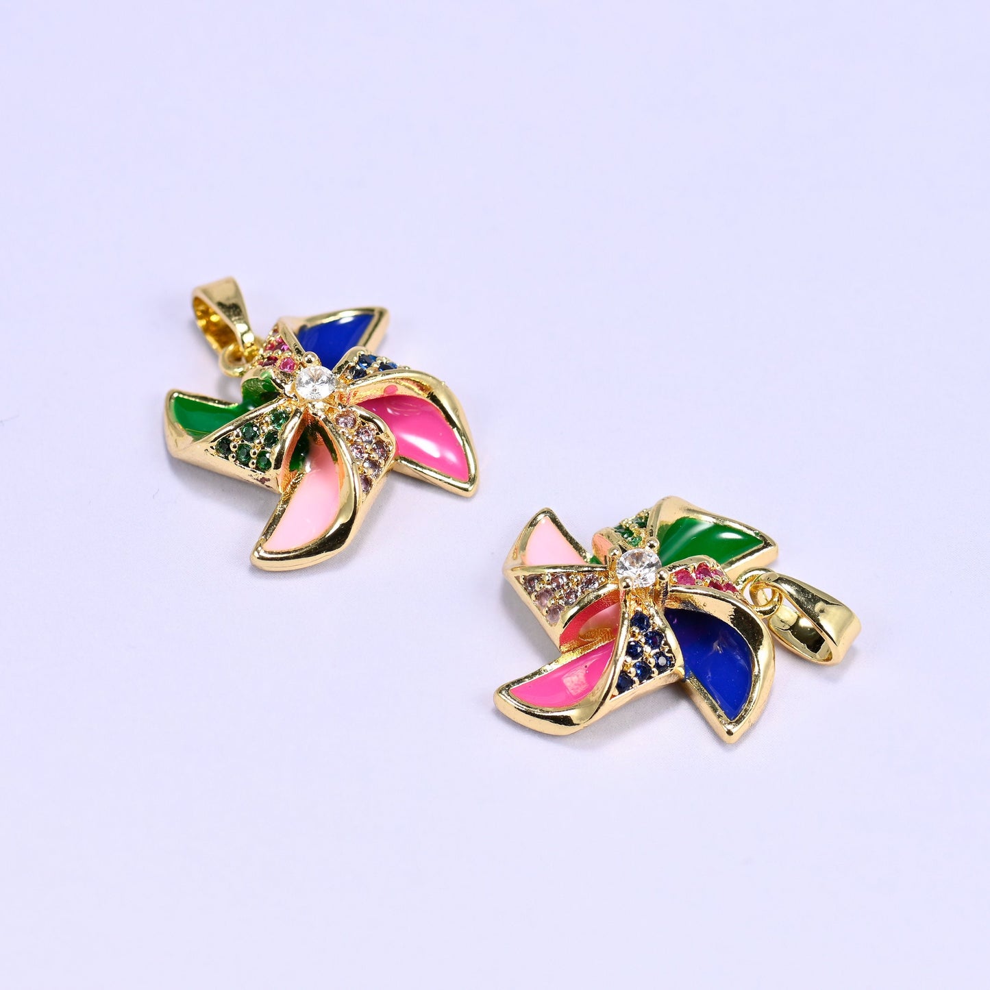 Colorful Windmill Zircon Charms, sold individually