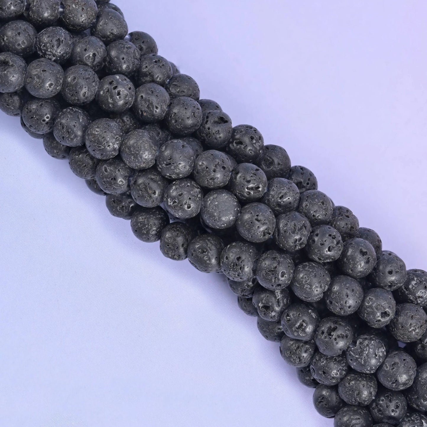 Black Lava Rock Large Hole Round Beads 6mm 8mm 10mm, 8 inch and 15 inch options