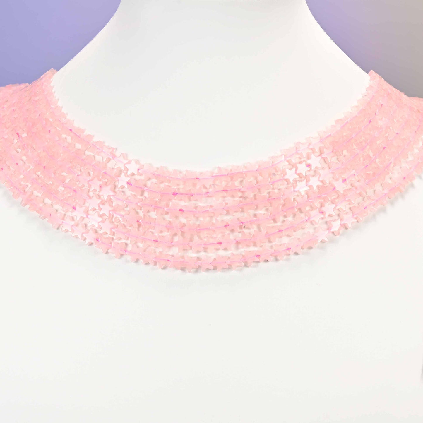 Rose Quartz Flat Star Beads: Size 6mm, Jewelry Making, 15 Inch Strand