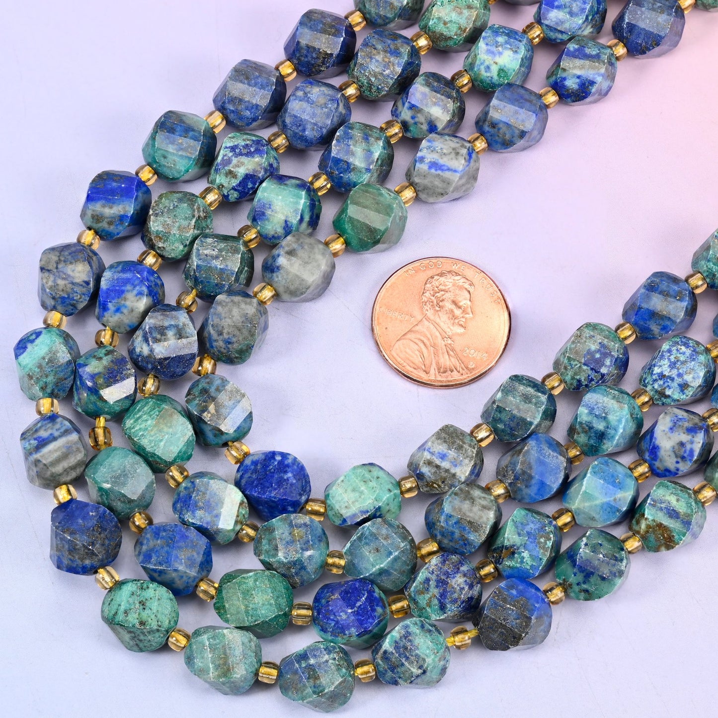 10mm phoenix lapis faceted spiral twist beads for bracelets, necklaces and earrings