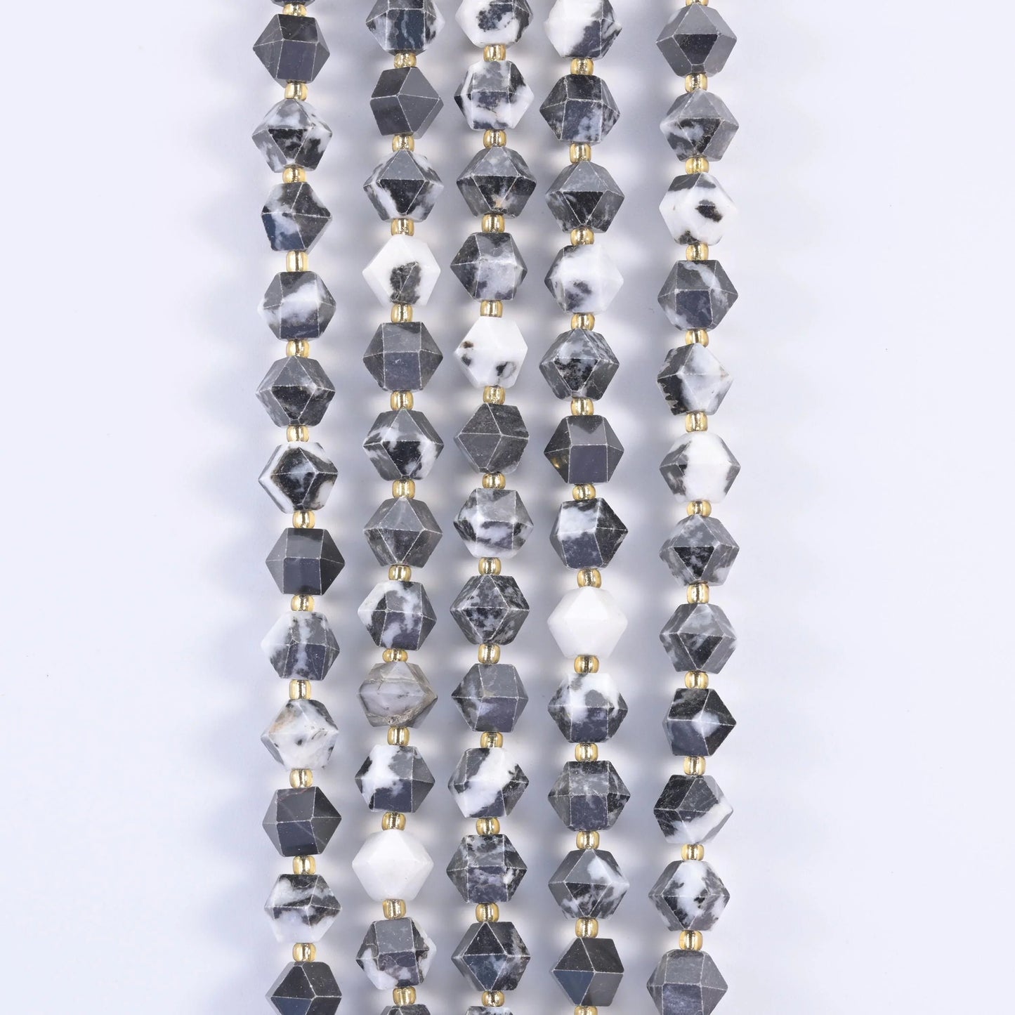 Zebra Jasper Faceted Diamond Rhombus Beads, 15.5 inch strand