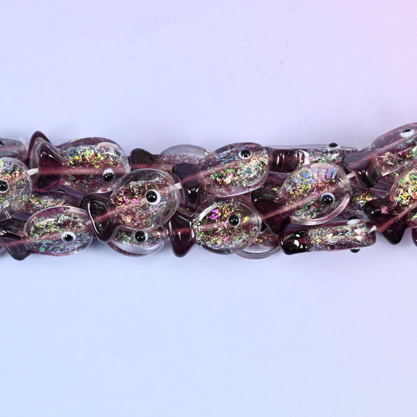 Iridescent Purple Fish Glass Beads: Jewelry Making Supply