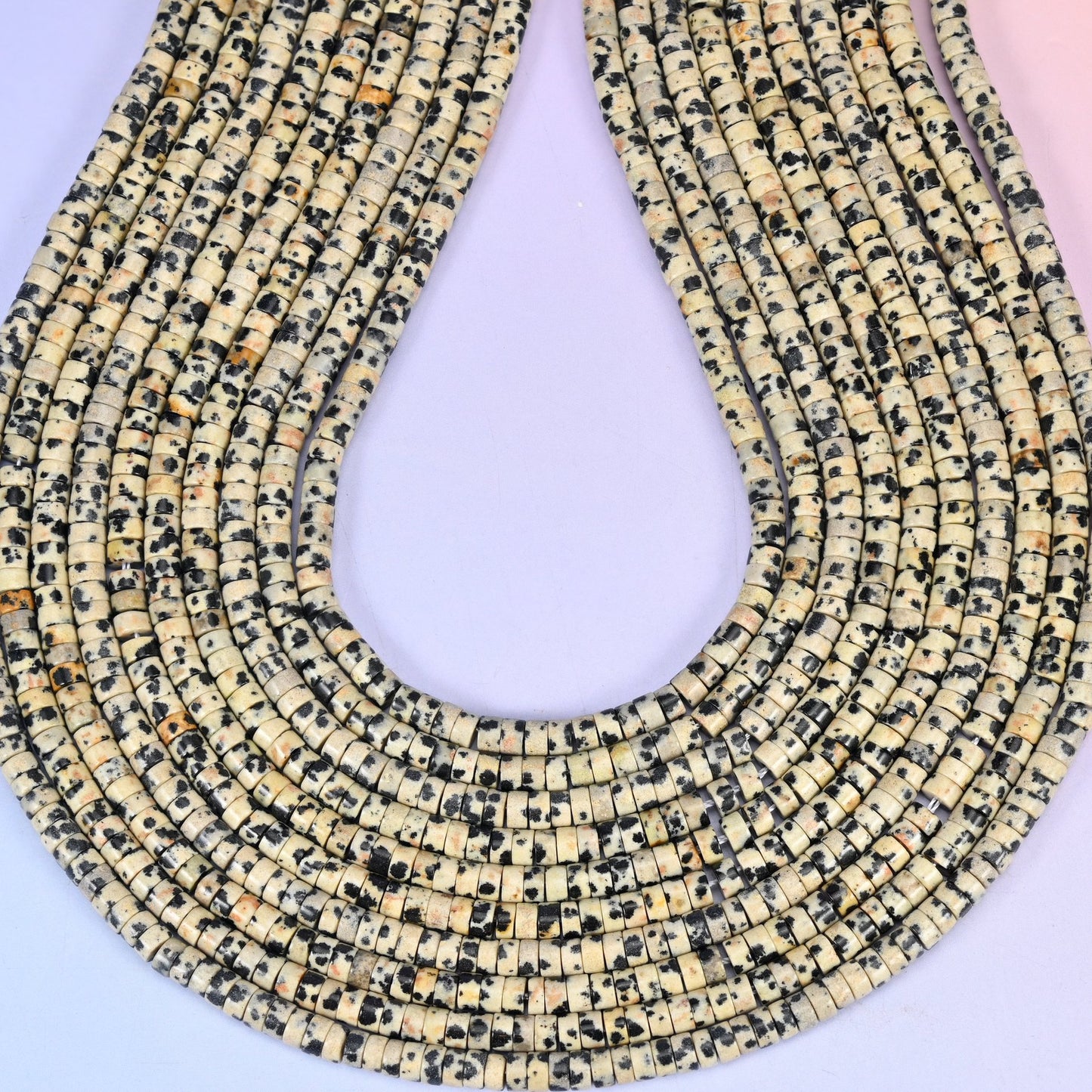 Dalmatian Jasper Smooth Heishi Disc Beads: Jewelry Making Supply, 15.5 Inch Strand