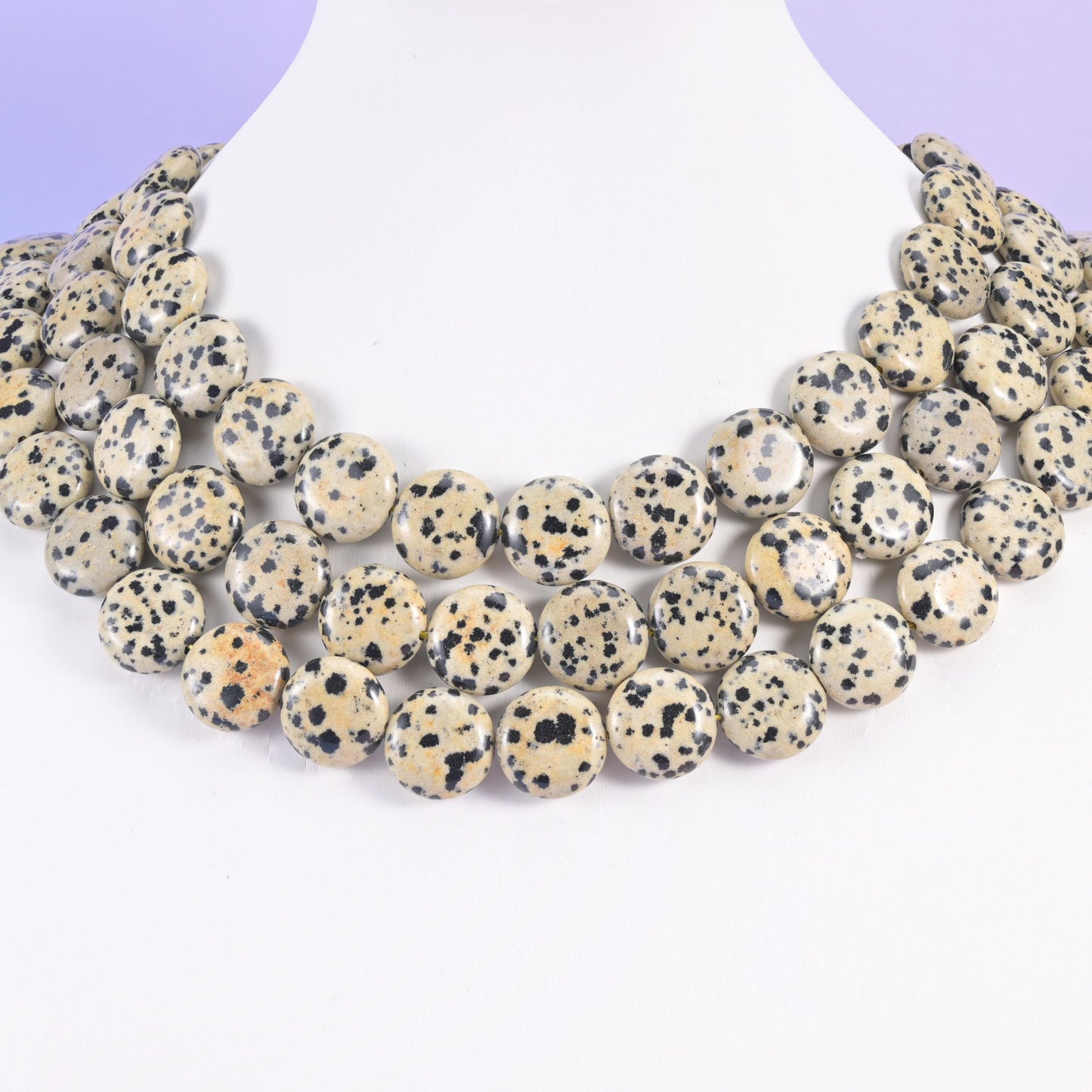 Dalmatian Jasper Smooth Coin Beads Size 15mm Jewelry Making 15 Inch Strand