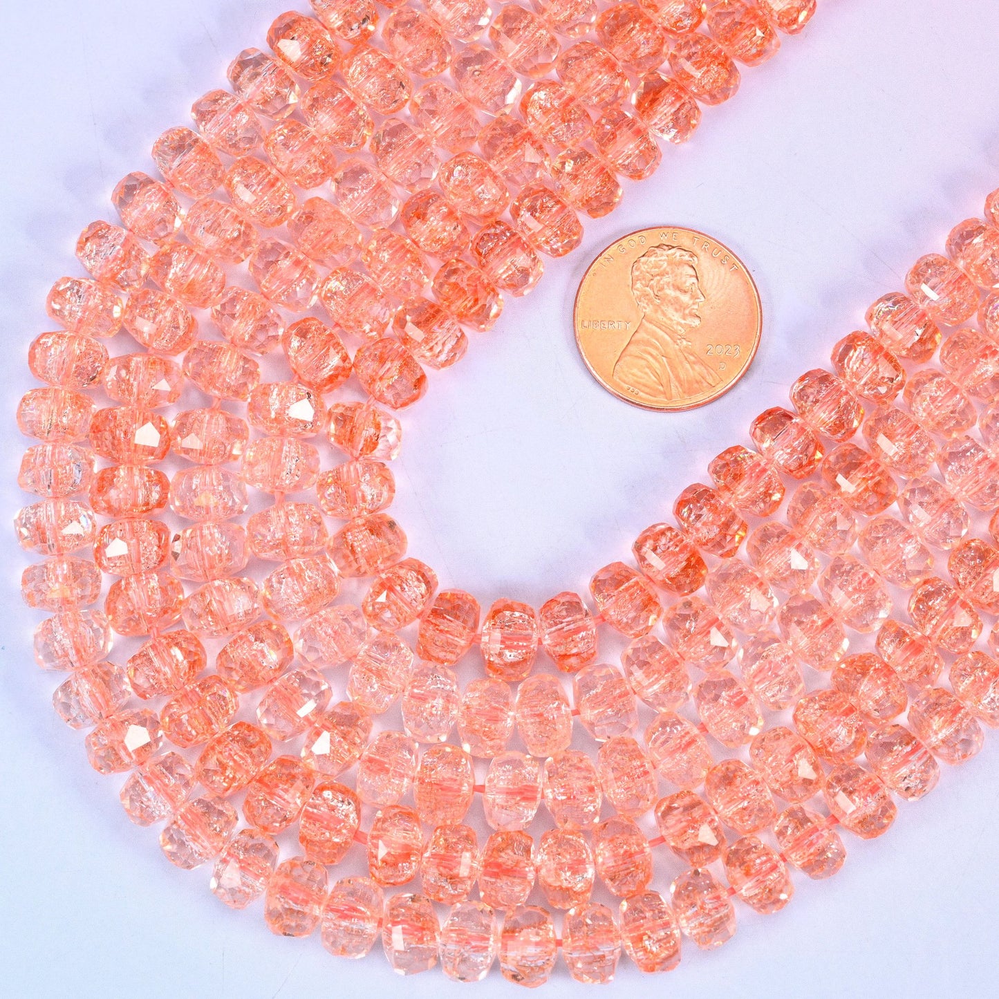 Transparent Orange Faceted Rondelle Glass Beads: Size 5x8mm, Jewelry Making Supply