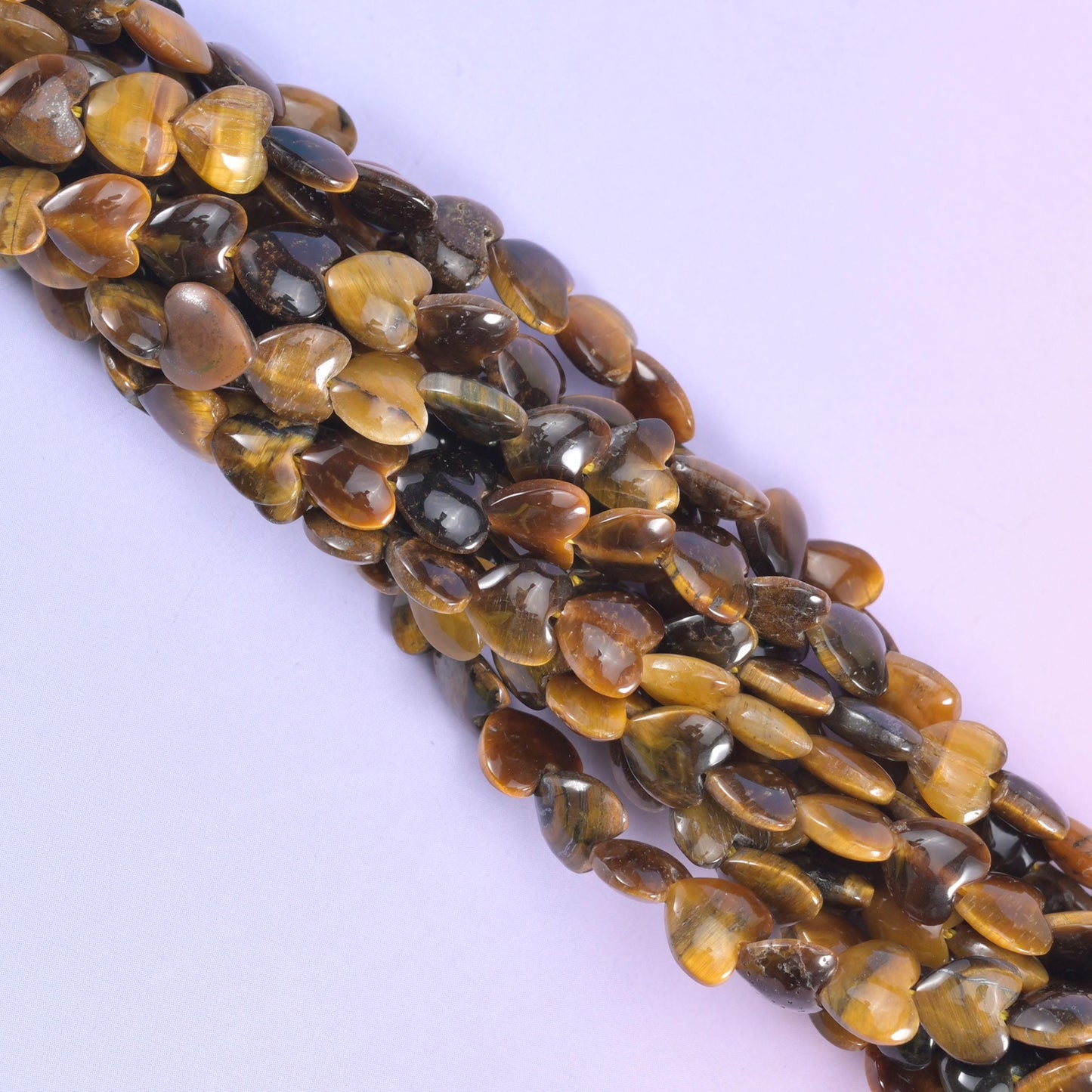 Tiger Eye Heart Beads, approximately 70 beads per strand