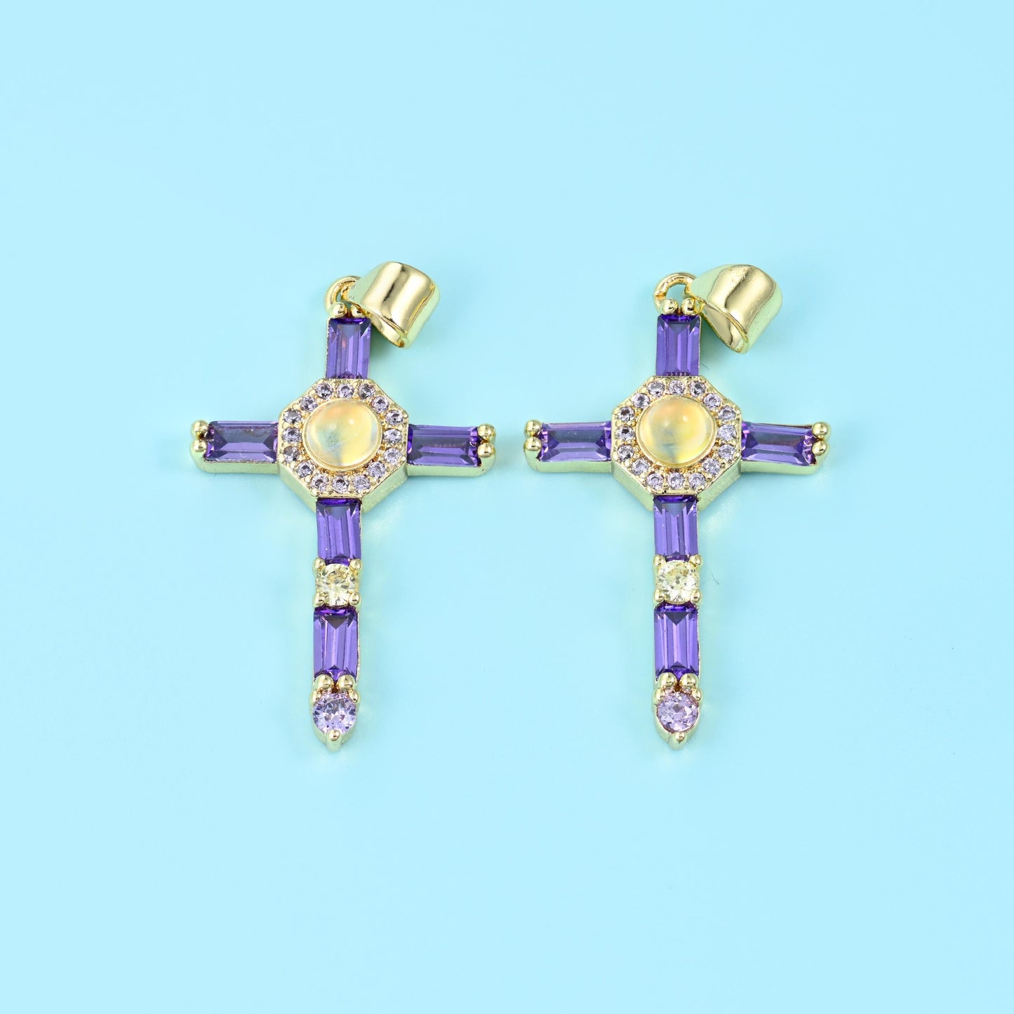 18K Gold Filled Cross Pendant 35x18mm, 1 Piece