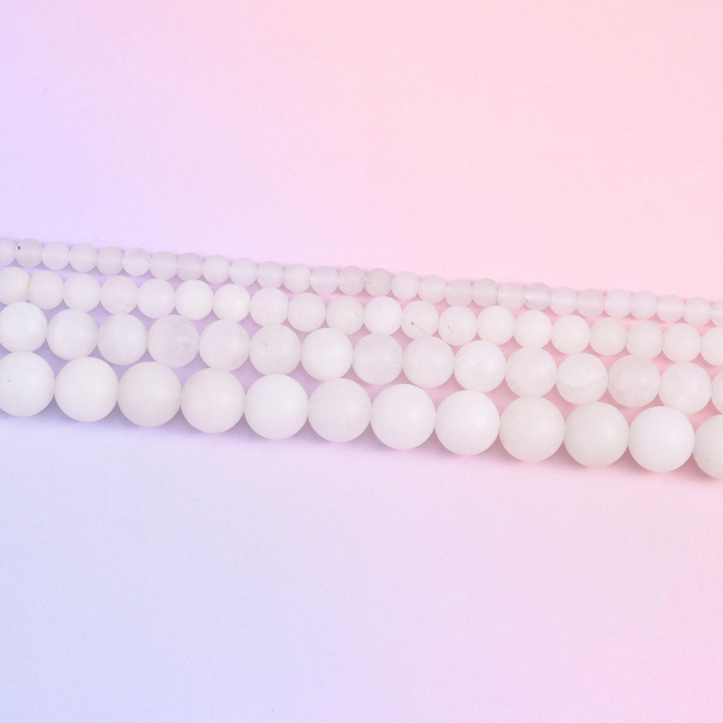 White Jade Matte Round Beads in snow white with a velvety matte finish