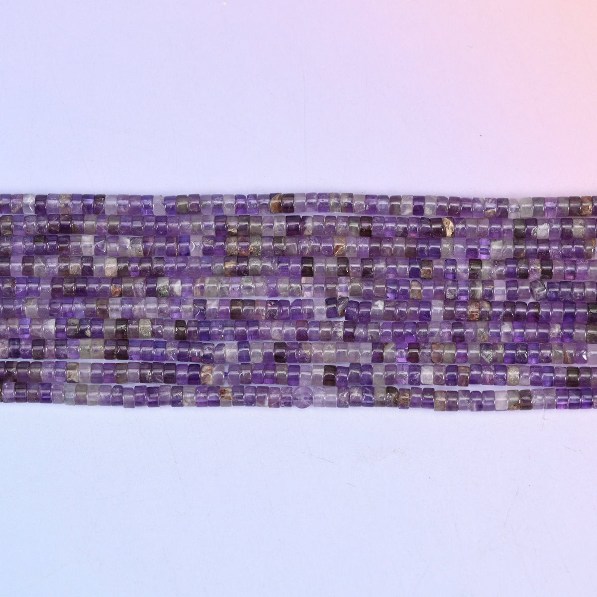 Amethyst Heishi Disc Beads 2x4mm in soft lilac to deep purple
