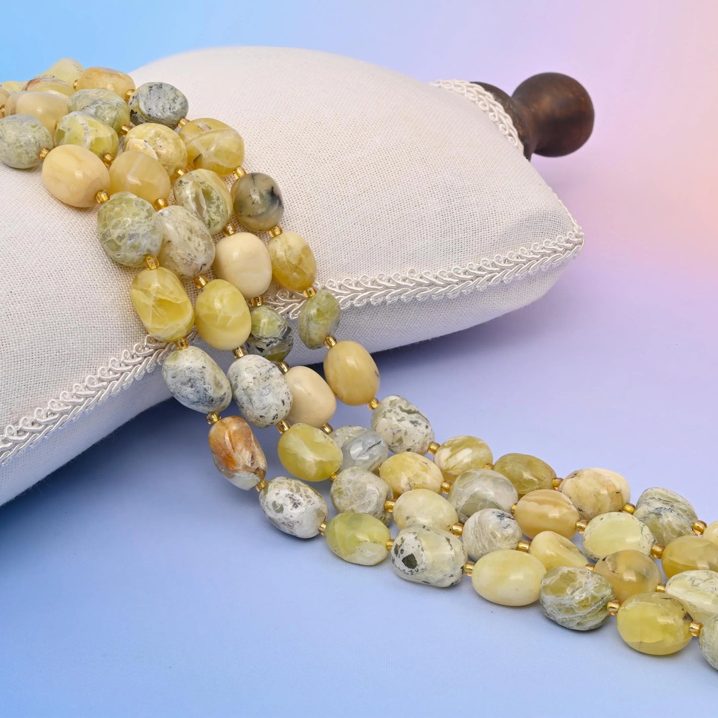 Natural Yellow Opal oval nugget beads with a warm, inviting glow