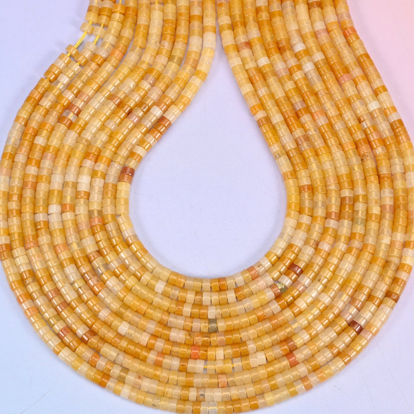 Yellow Jade Smooth Heishi Disc Beads, hole approximately 1.0mm