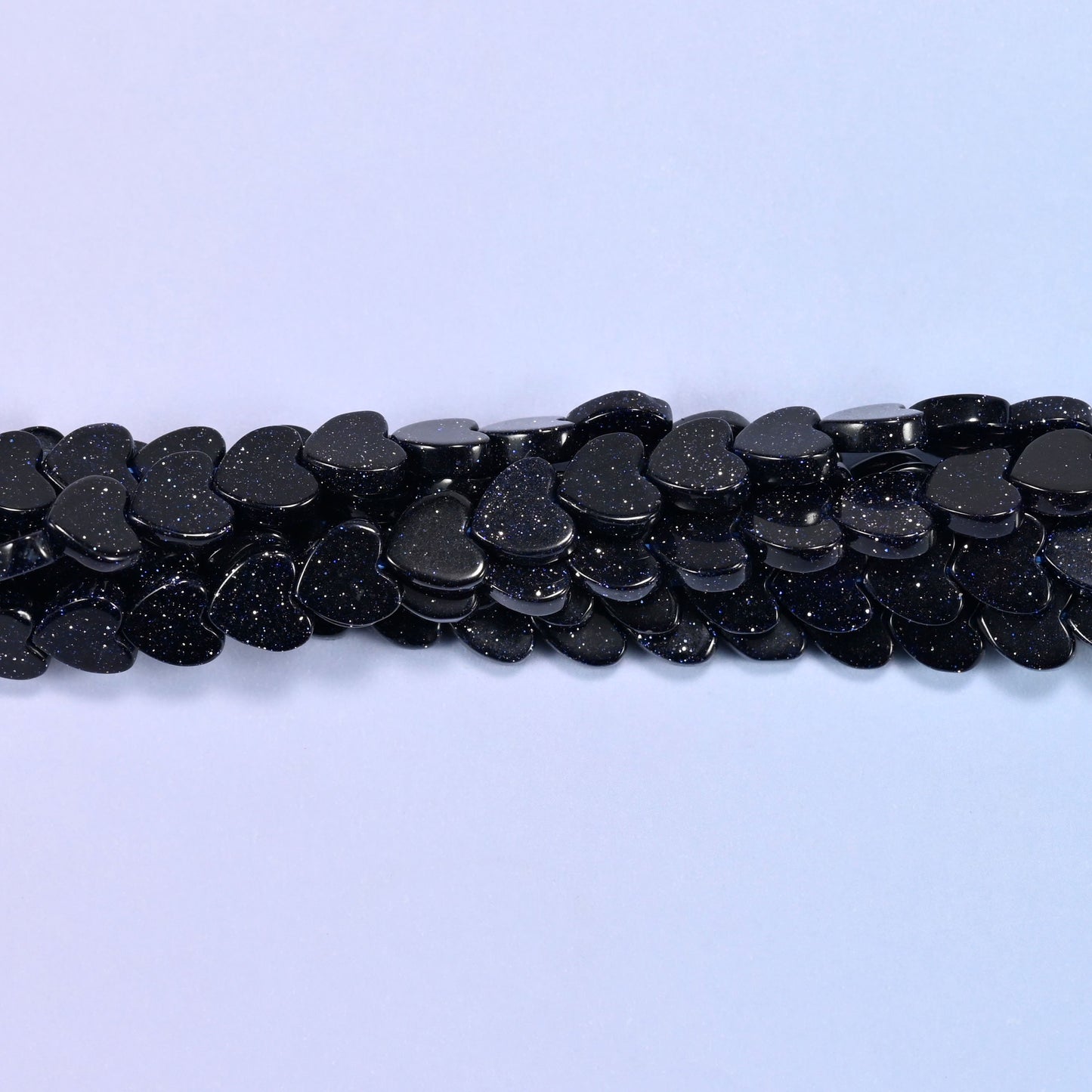 Blue Sandstone Flat Heart Beads: Size 6mm, Jewelry Making, 15 Inch Strand