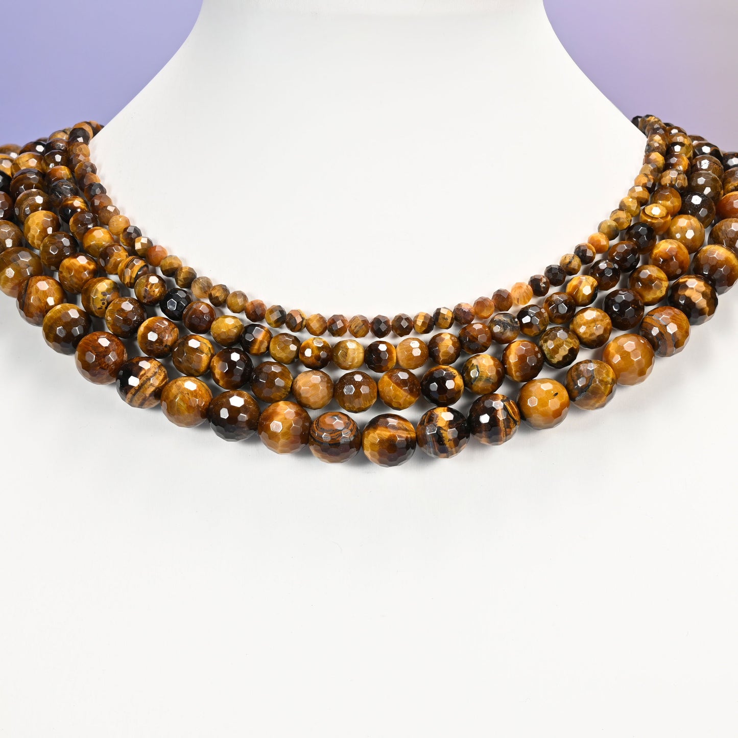 Tiger Eye Faceted Round Beads: Jewelry Making, 15 Inch Strand