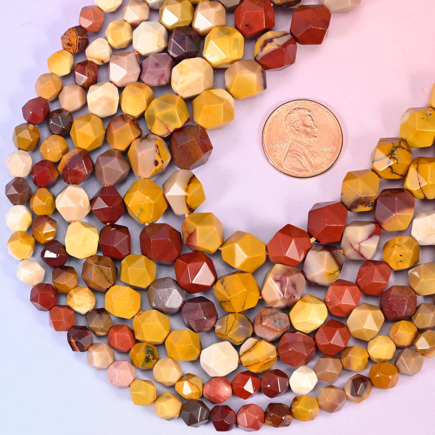 Diamond star cut Mookaite Jasper beads