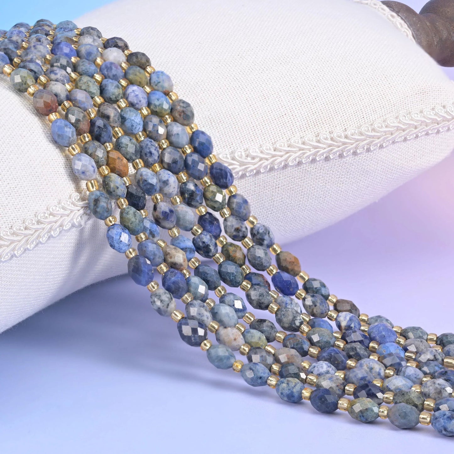 Sunset Dumortierite Faceted Rice Barrel Beads