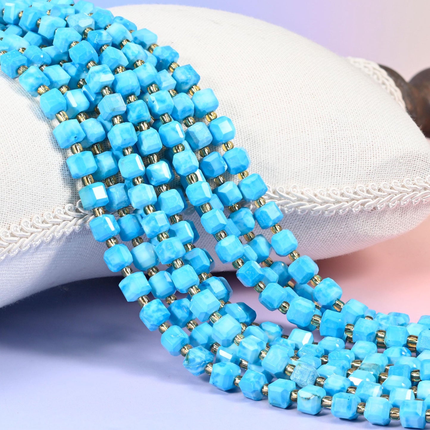 Dyed Blue Howlite Faceted Cube Beads