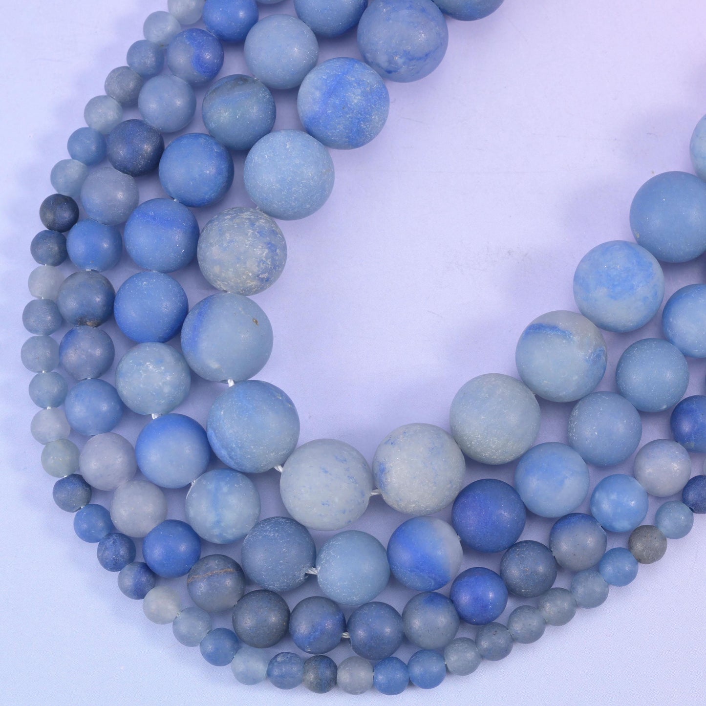 Blue Aventurine Matte Frosted Round Beads 4mm 6mm 8mm 10mm, hole 0.5mm (4mm), 1.0mm (6mm), 1.2mm (8mm and 10mm), +/- 0.2mm, centre drilled