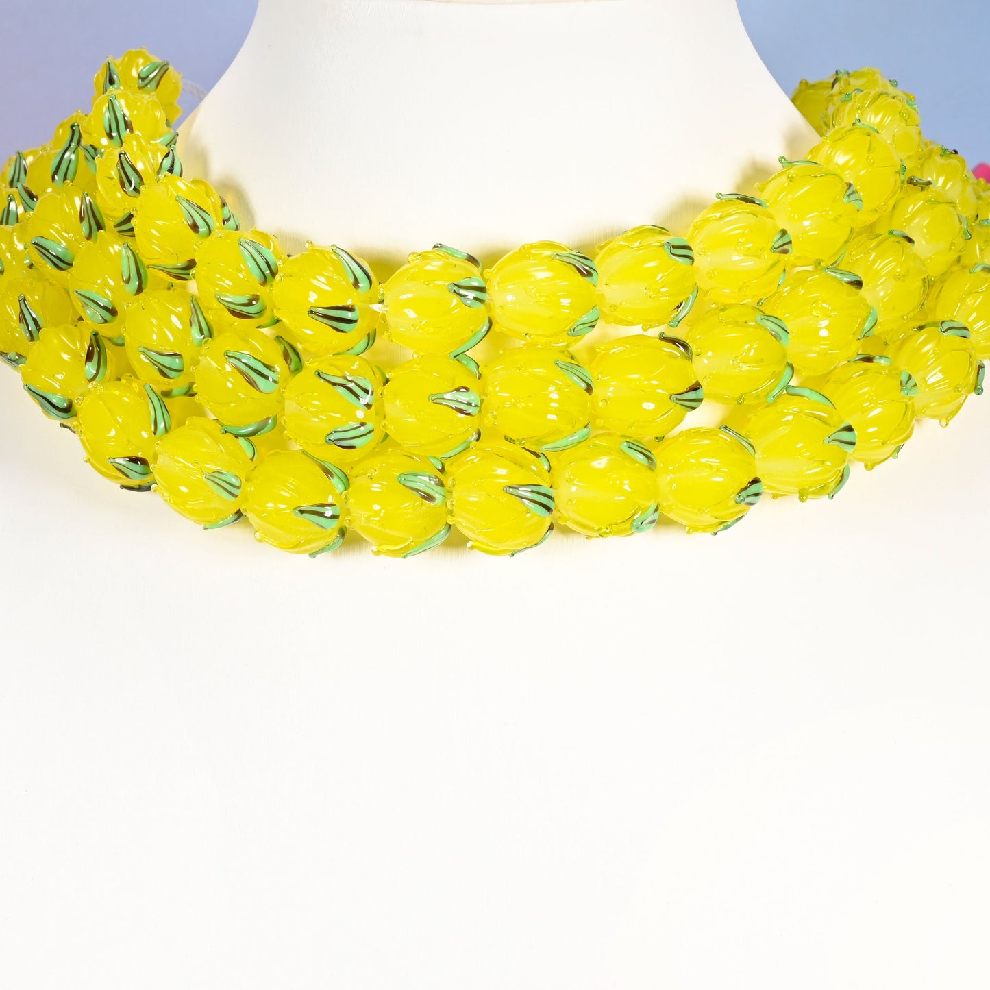 Yellow tulip bud lampwork glass beads, tulip flower bud shape, approximately 14x14mm
