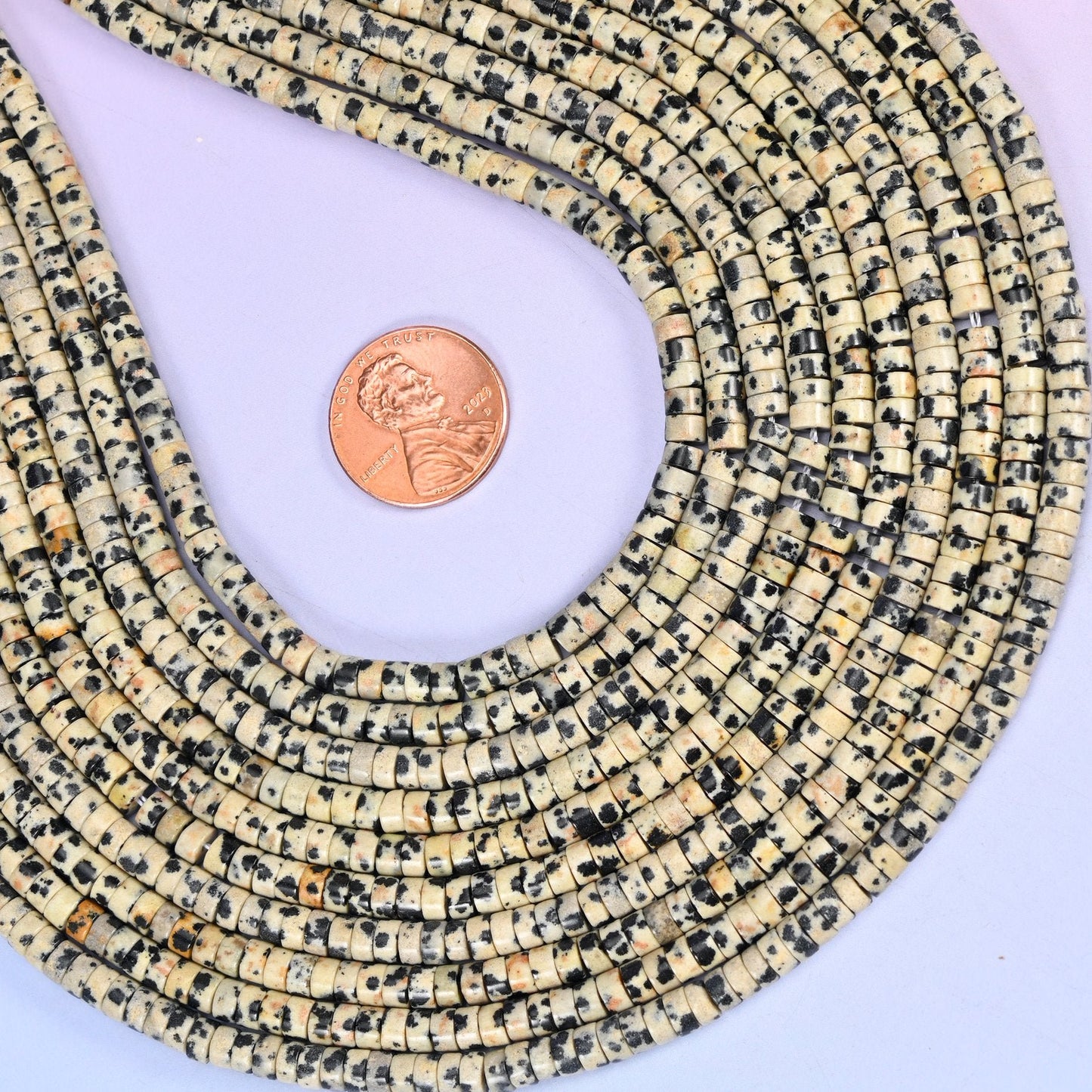 Dalmatian Jasper Smooth Heishi Disc Beads for jewelry making