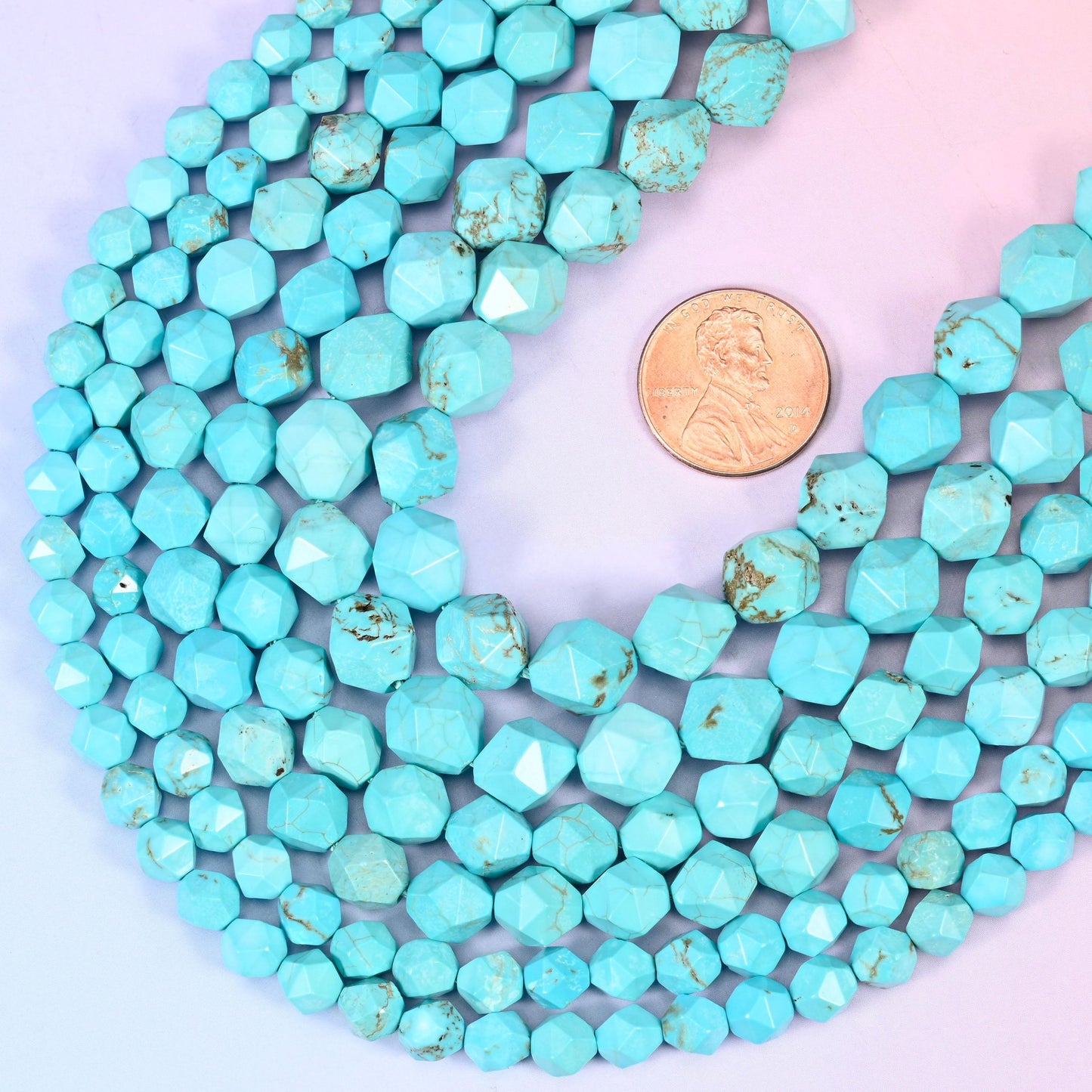 Faceted diamond star cut dyed blue howlite beads