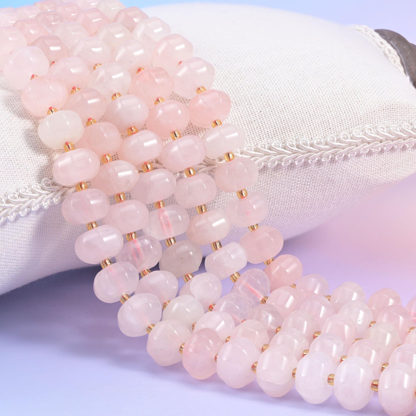 Rose Quartz Pumpkin Rondelle Beads