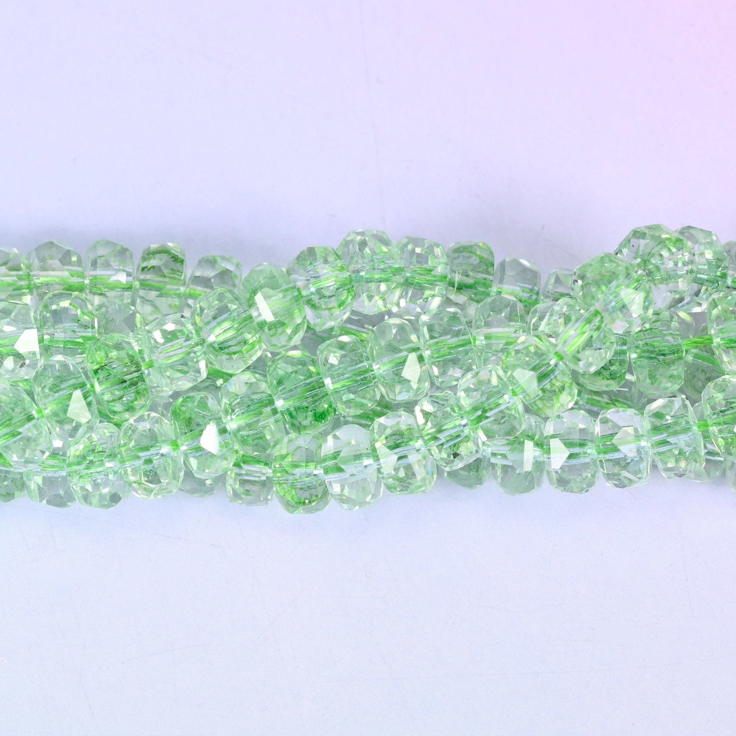 Transparent Green Faceted Rondelle Glass Beads for jewelry making