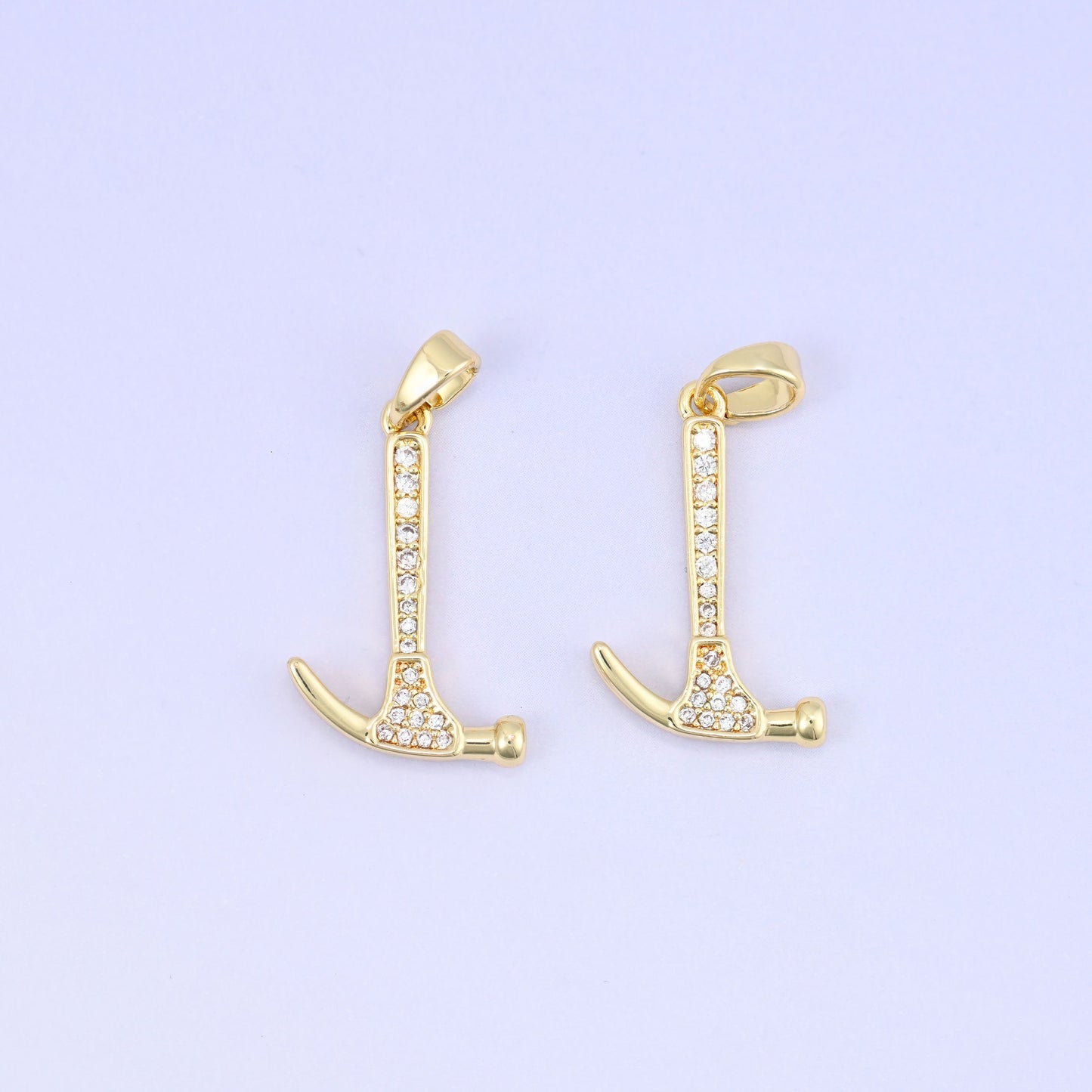 Hammer zircon charm pendant with sparkling zirconia accent