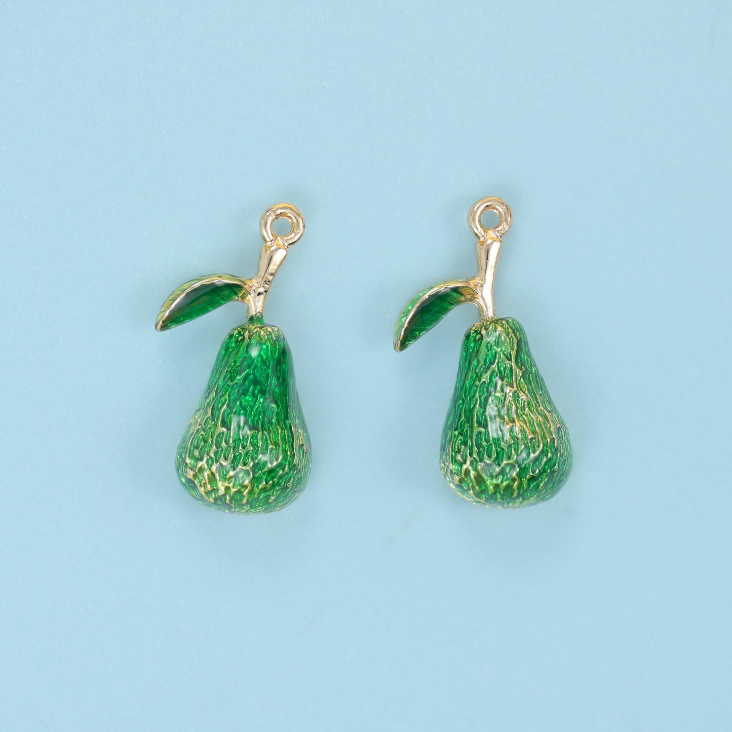 18K Gold Filled Enamel Avocado Charm 18x10mm, sold per piece