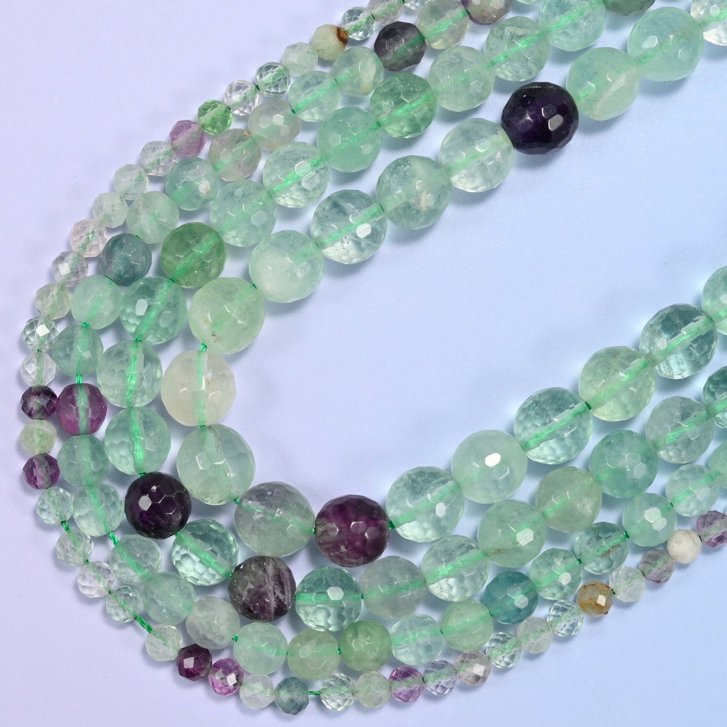 Fluorite Faceted Round Beads: Jewelry Making, 15 Inch Strand