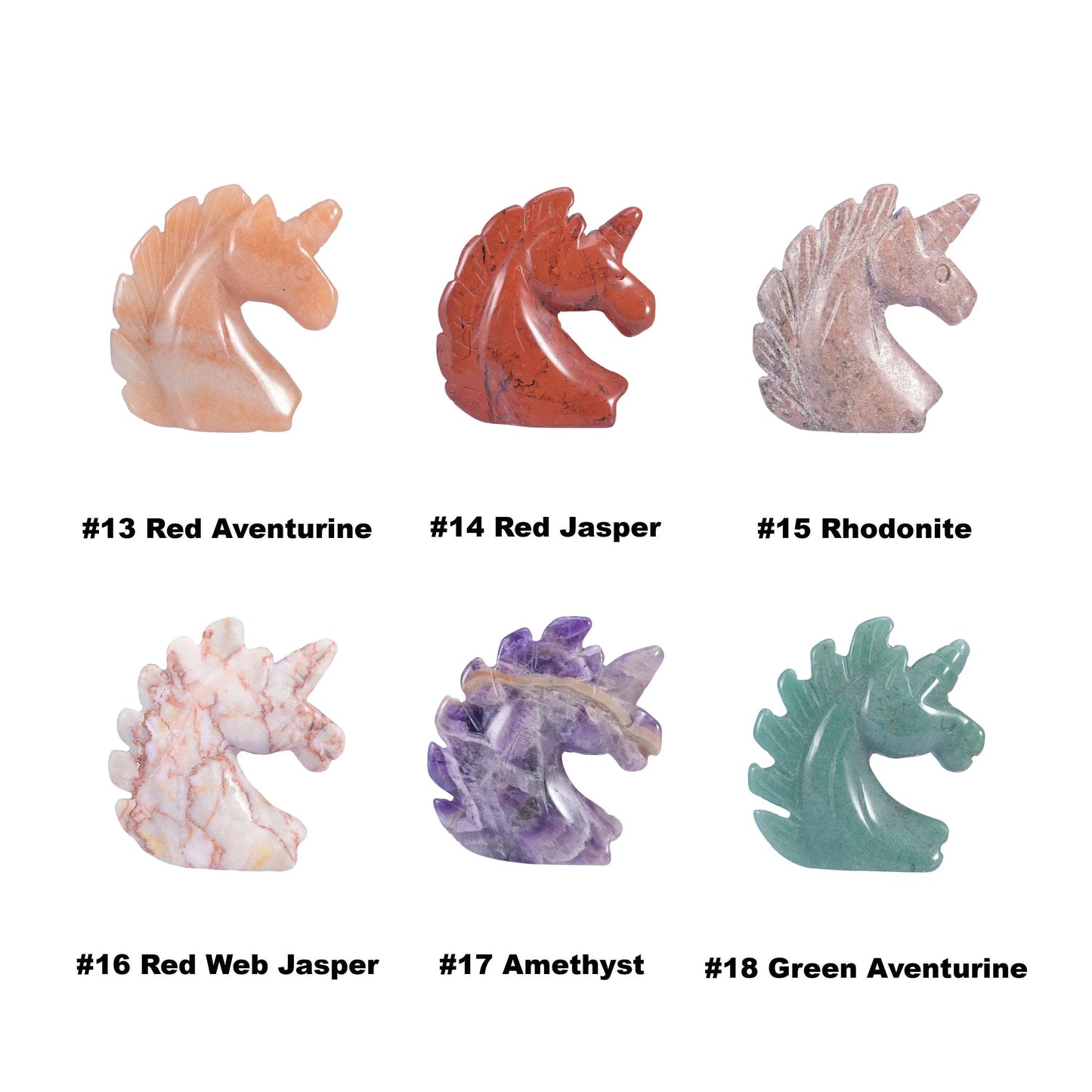 Hand-carved unicorn head shape crystal figurine