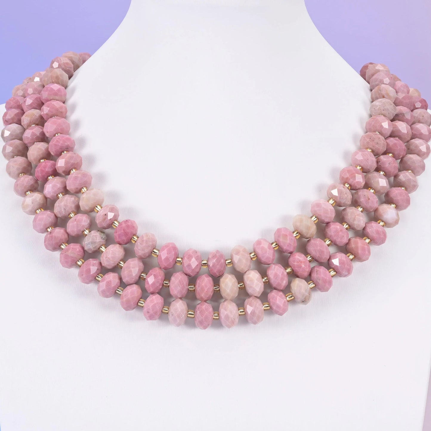 Pink Rhodonite beads, faceted rondelle, 6 x 10mm