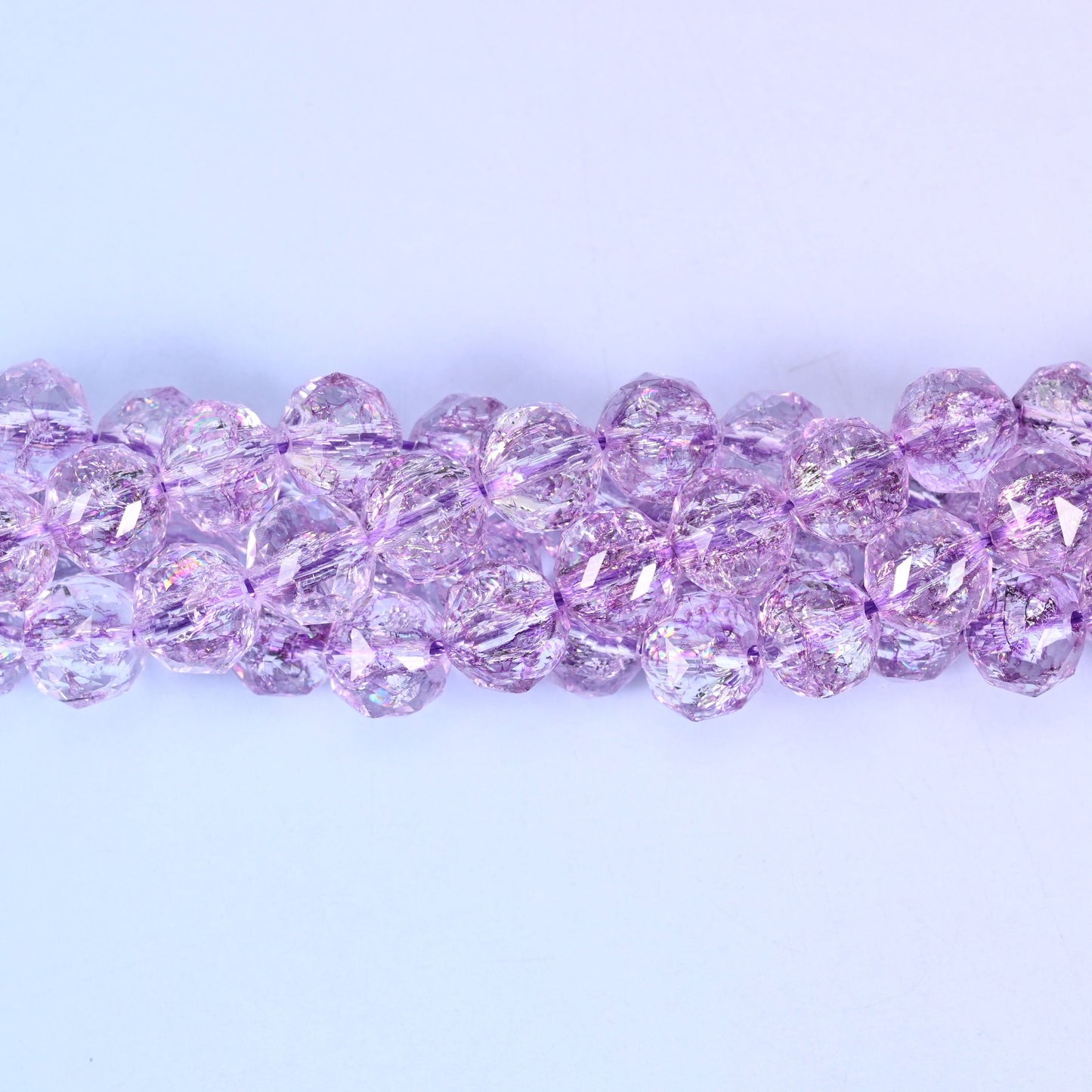 Transparent Purple Faceted Round Glass Beads, brilliant facets that catch light from every angle