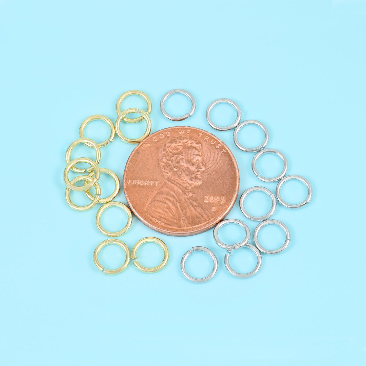 Round open split ring jump rings, 18K gold filled