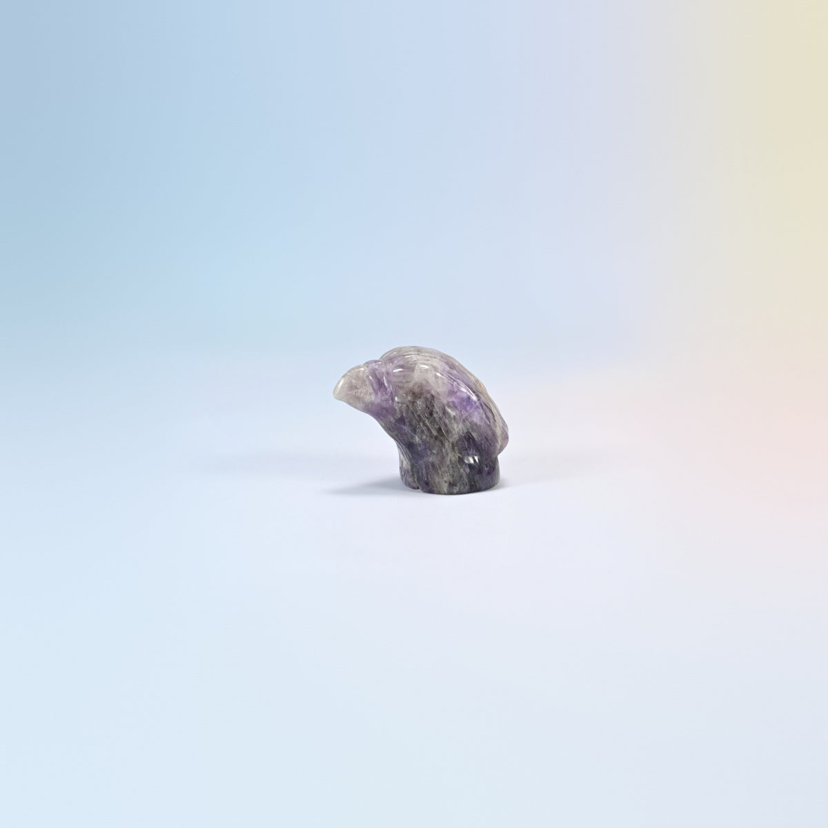 2 inch natural amethyst eagle head carving, purple and white banding