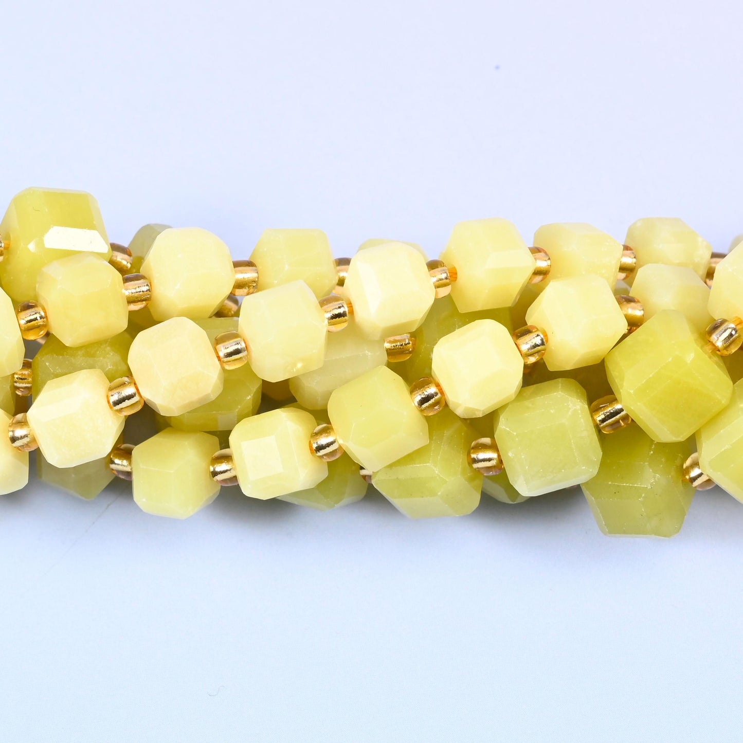 Lemon Jade Faceted Cube Beads, sold per 15 inch strand