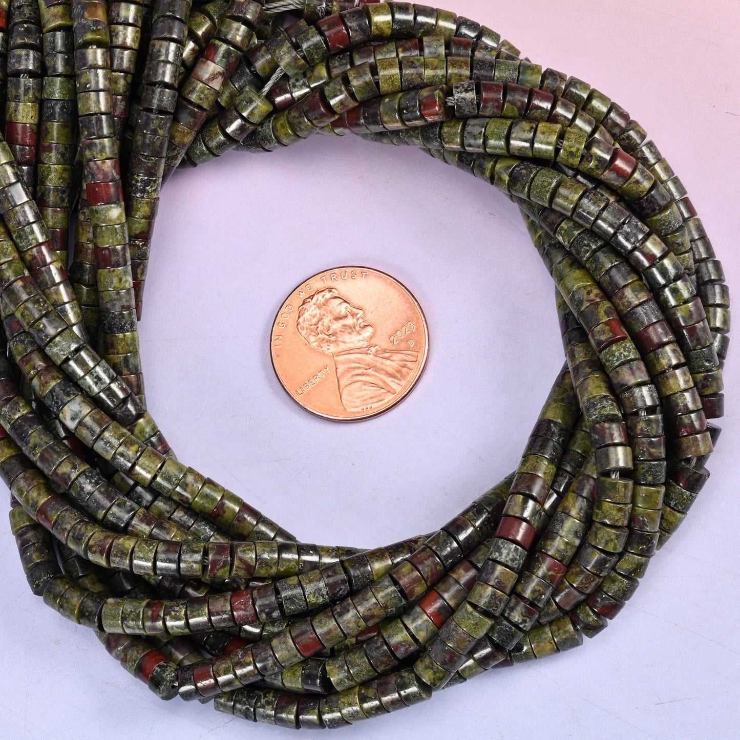 Dragon Blood Stone Smooth Heishi Disc Beads: Jewelry Making Supply, 15.5 Inch Strand