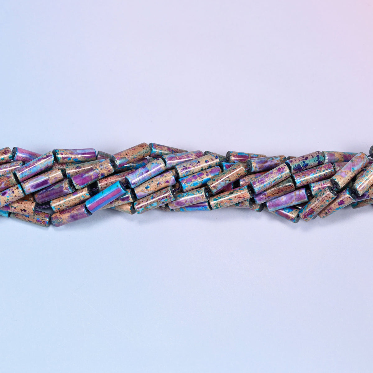 Sea Sediment Jasper Tube Beads, full strand of 28 beads.