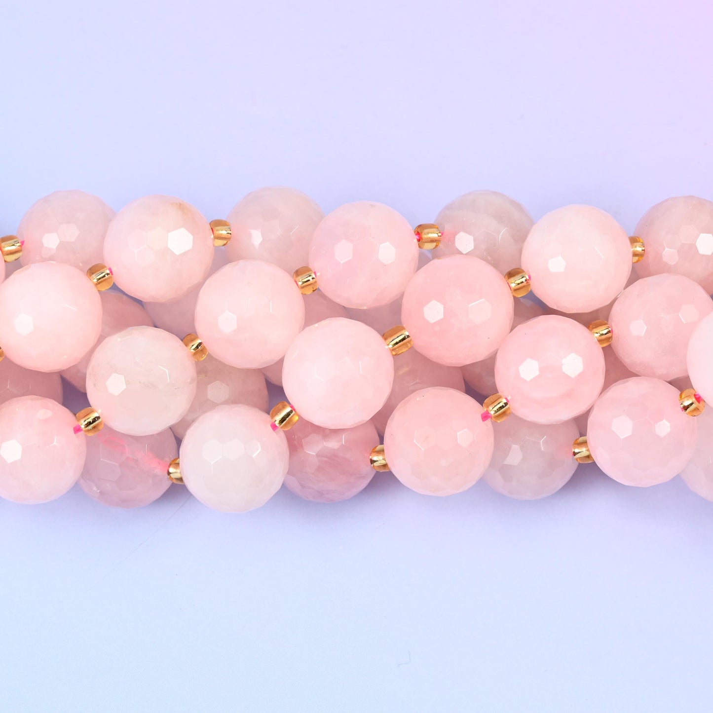 Rose Quartz Faceted Round Beads Size 16mm Jewelry Making 15 Inch Strand