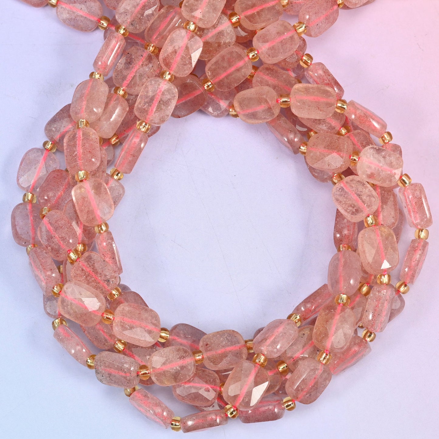 Strawberry Quartz Faceted Rectangular Beads: Size 10x8mm Jewelry Making