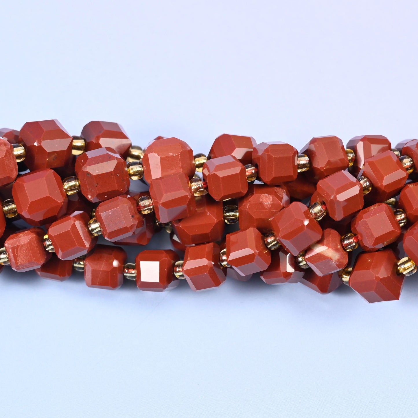 Red Jasper Faceted Cube Beads, sold per 15 inch strand