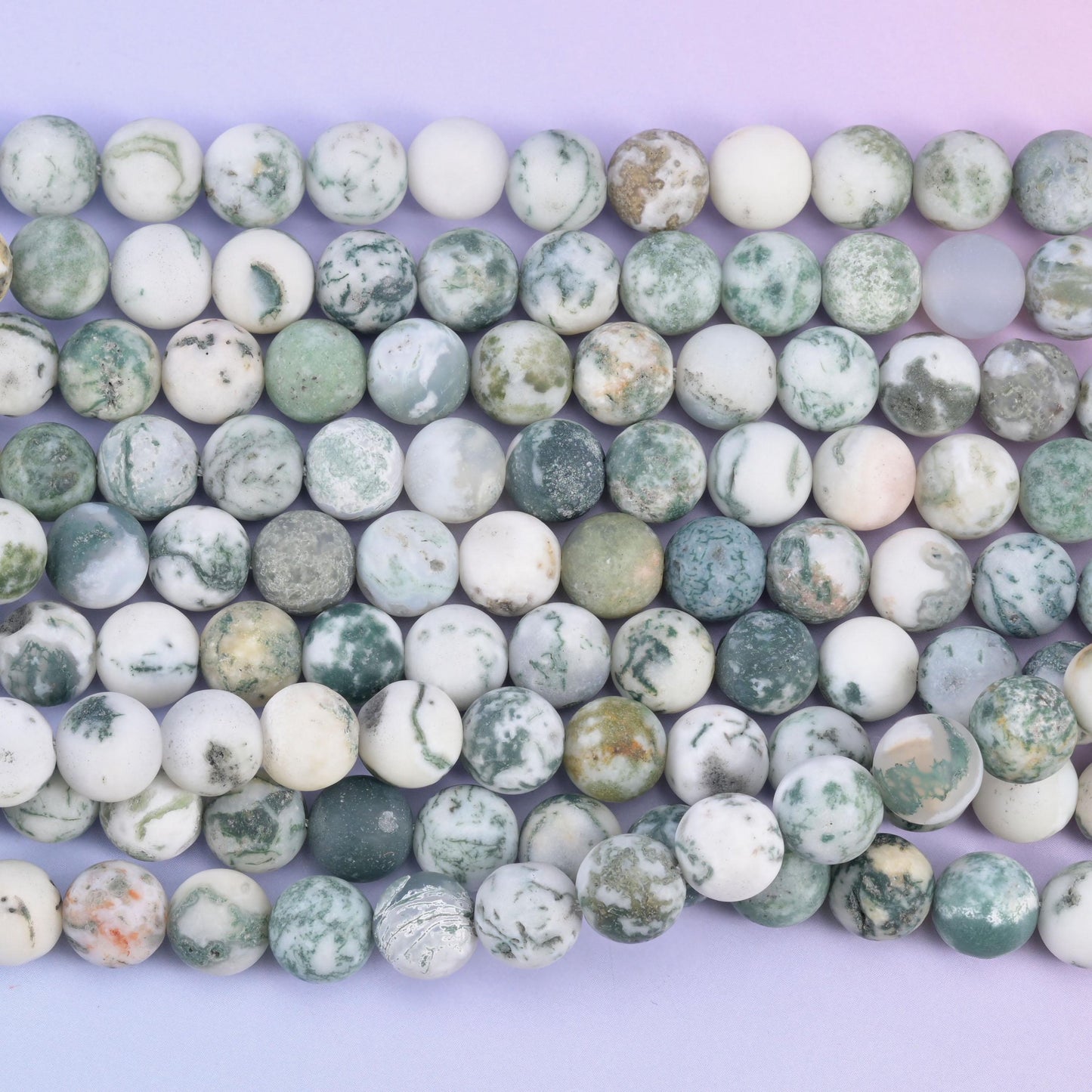 Green Tree Agate Matte Round Beads 4mm 6mm 8mm 10mm Jewelry Making 15 Inch Strand