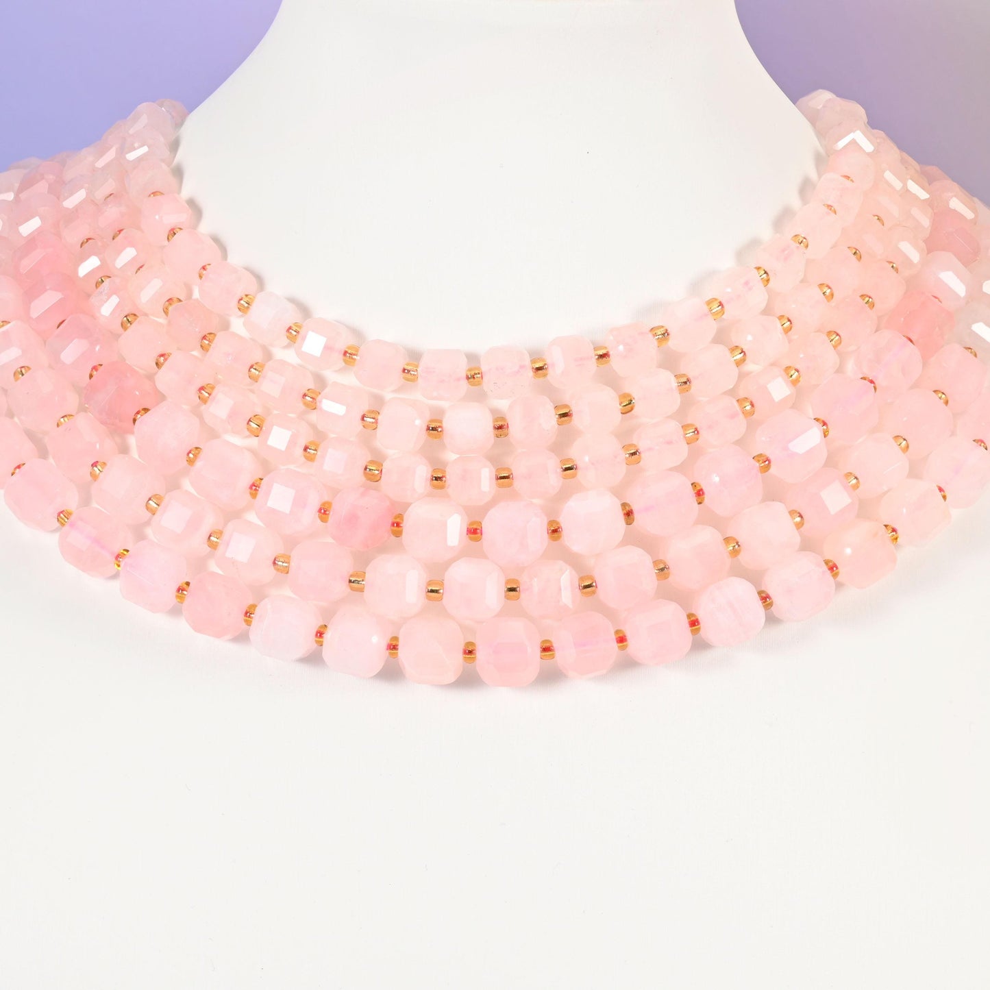 Rose Quartz beads, faceted cube, 6mm and 8mm