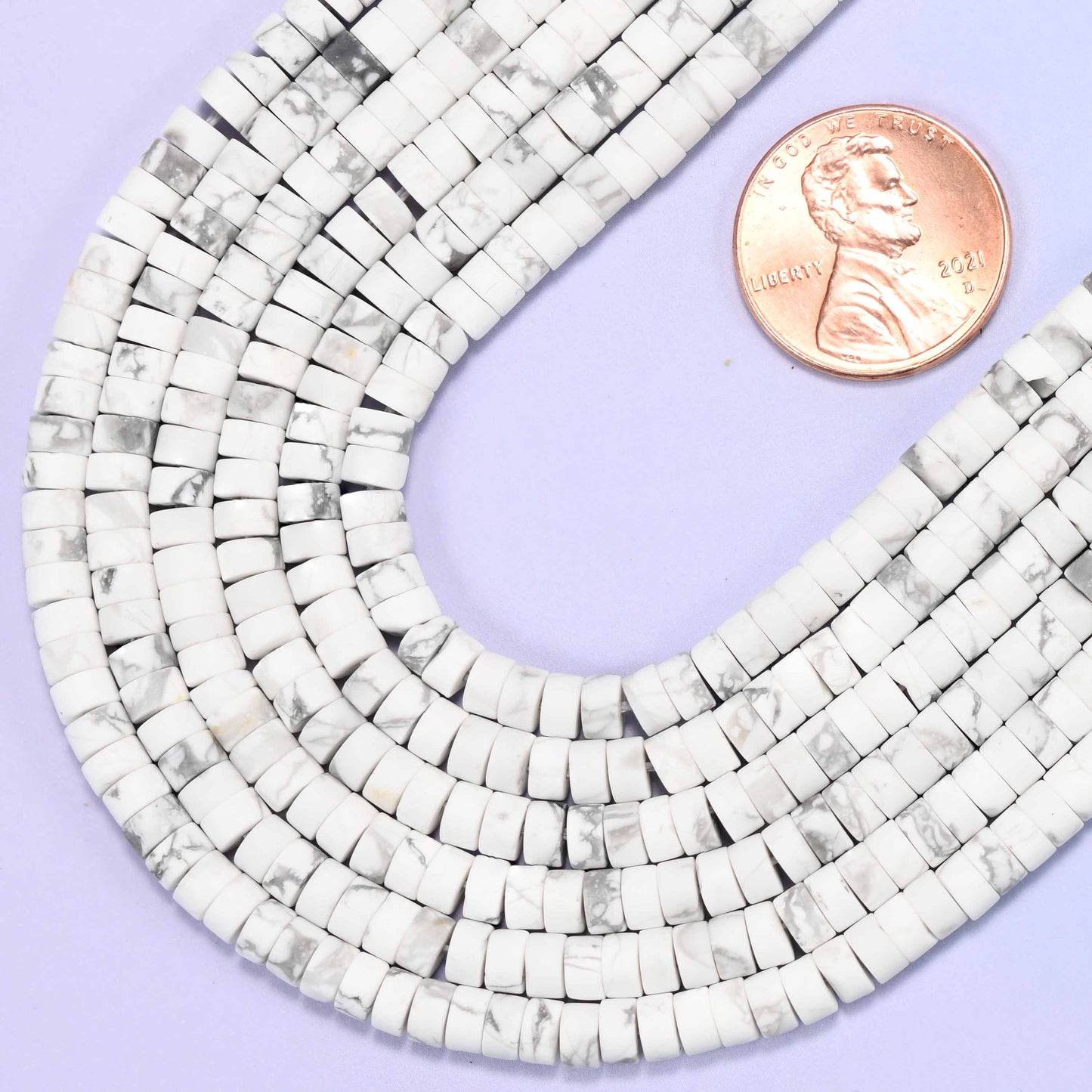 Matte White Howlite Heishi Disc Beads: Jewelry Making Supply, 15 Inch Strand