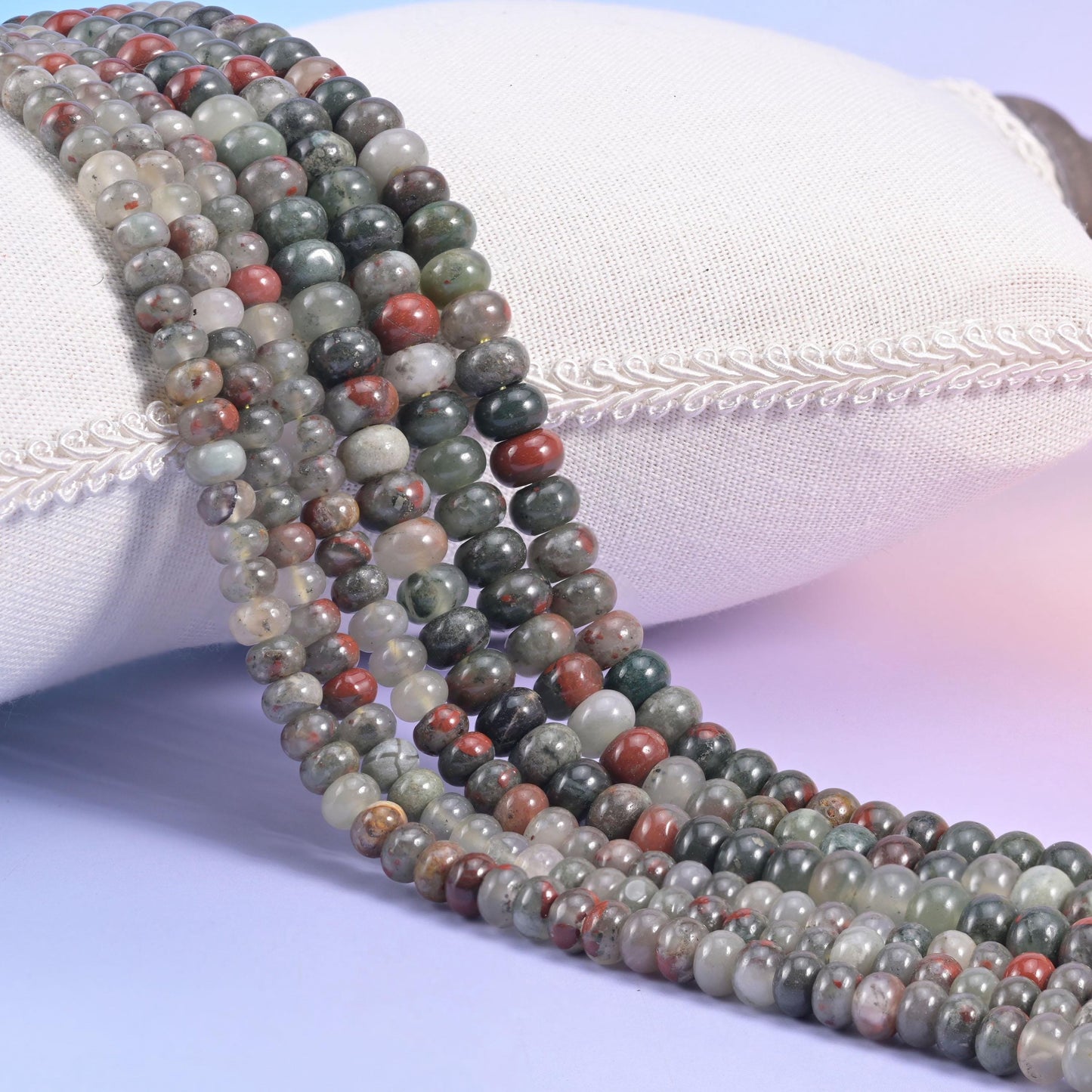 African Bloodstone Smooth Rondelle Beads 4x6mm 5x8mm