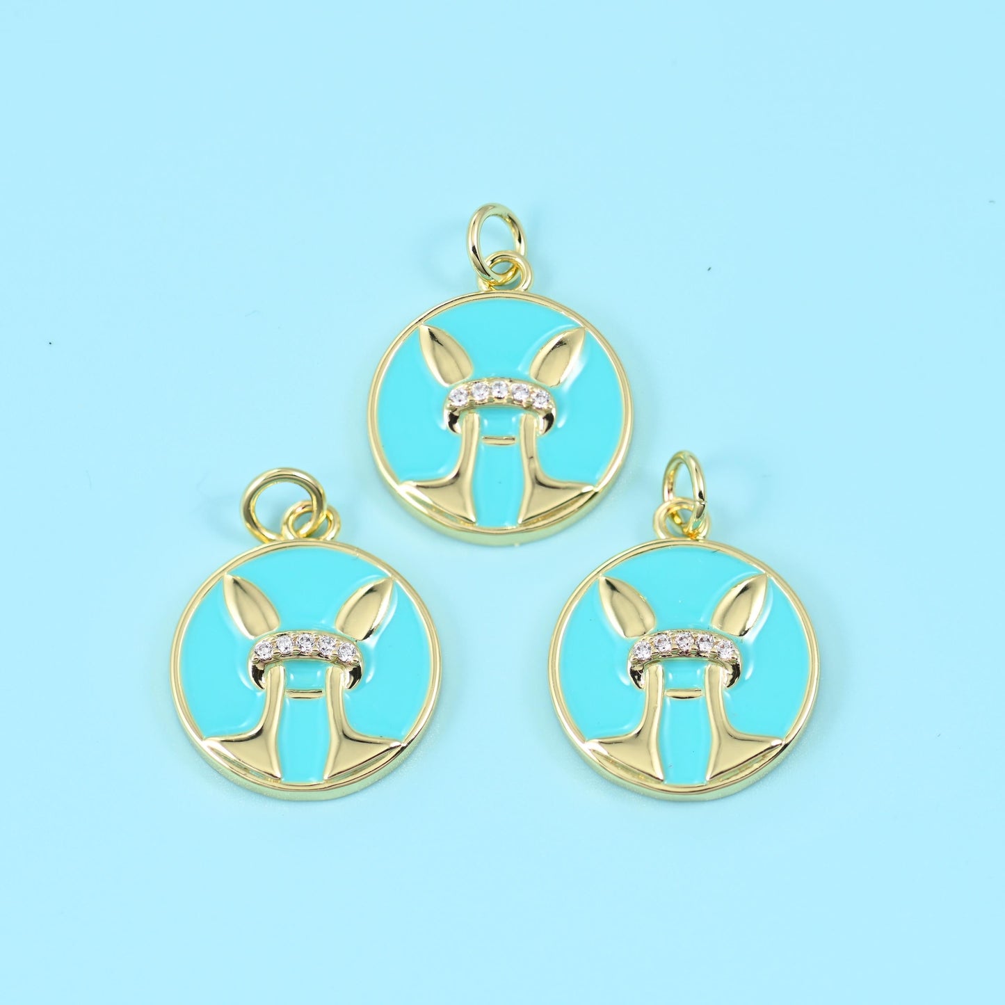 14K Gold Filled Enamel Zodiac Sign Charm 15mm