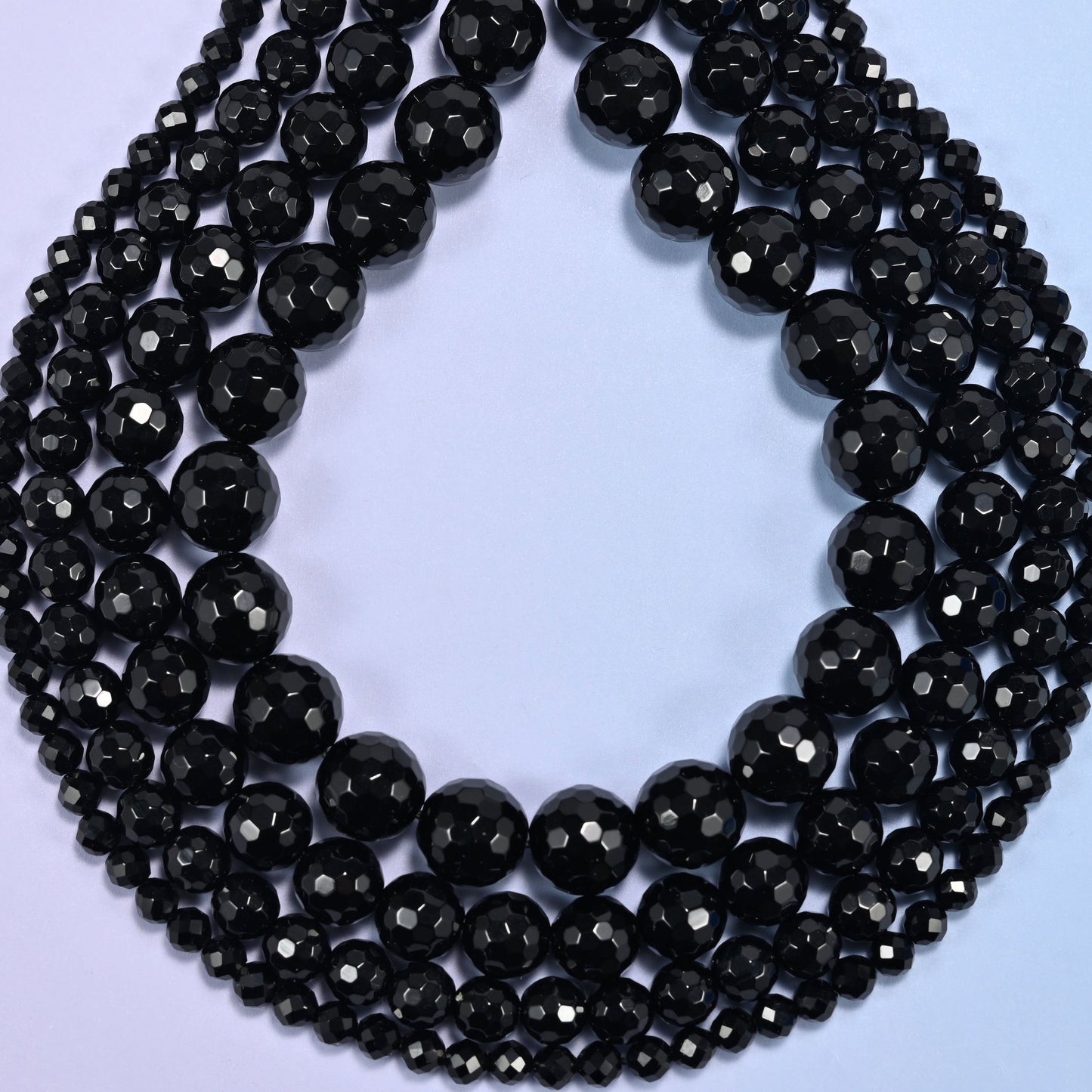 Black Onyx Faceted Round Beads: Jewelry Making, 15 Inch Strand