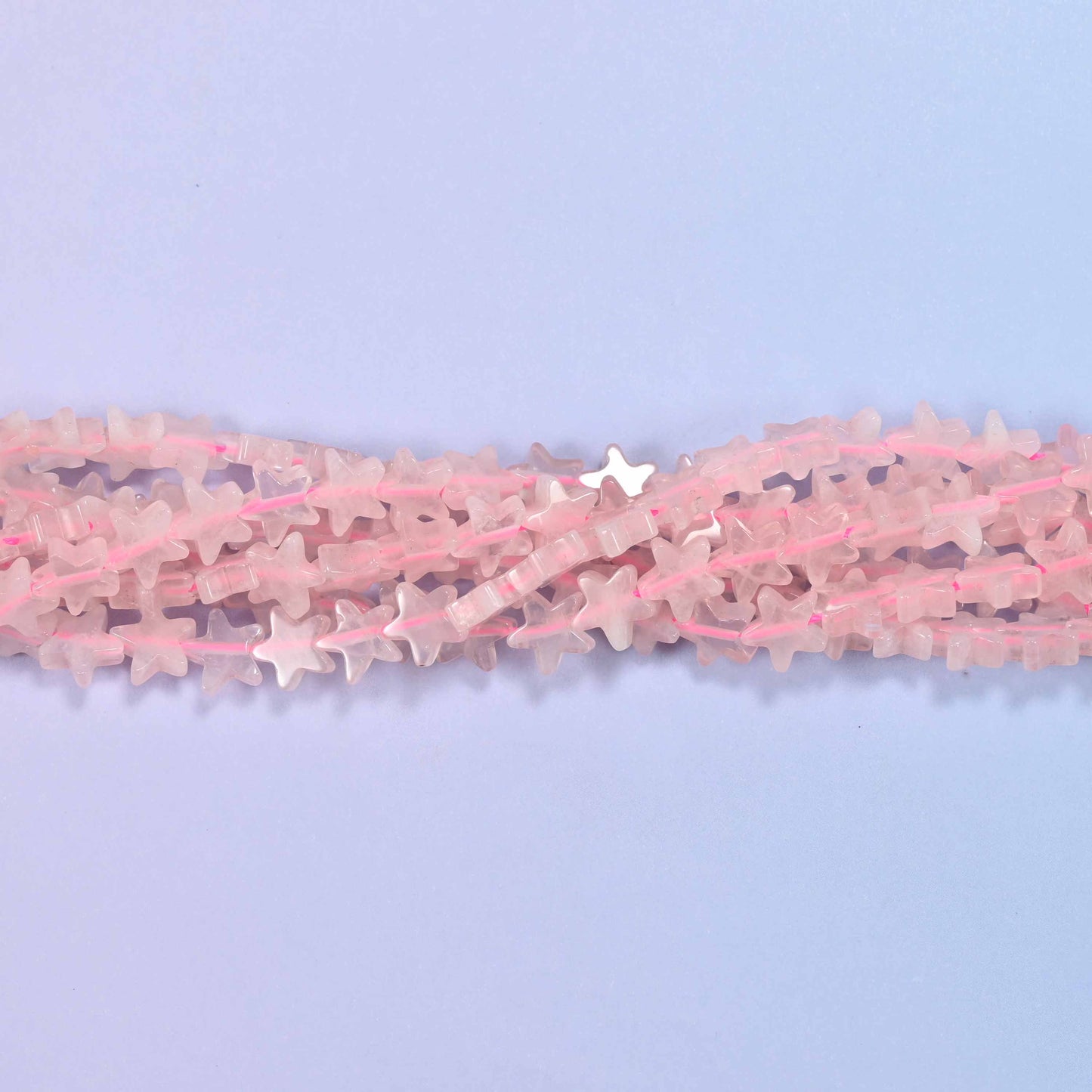 Rose Quartz Flat Star Beads: Size 6mm, Jewelry Making, 15 Inch Strand