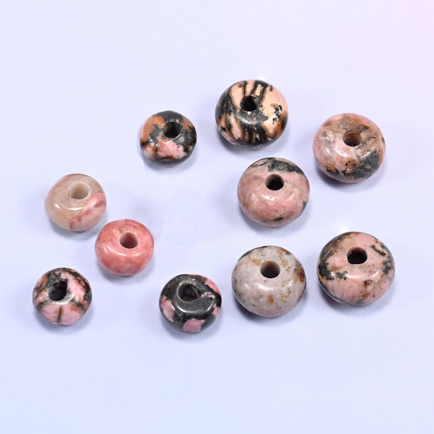Rhodonite Rondelle Beads: 2.5mm Hole Size, Full Strand, Jewelry Making