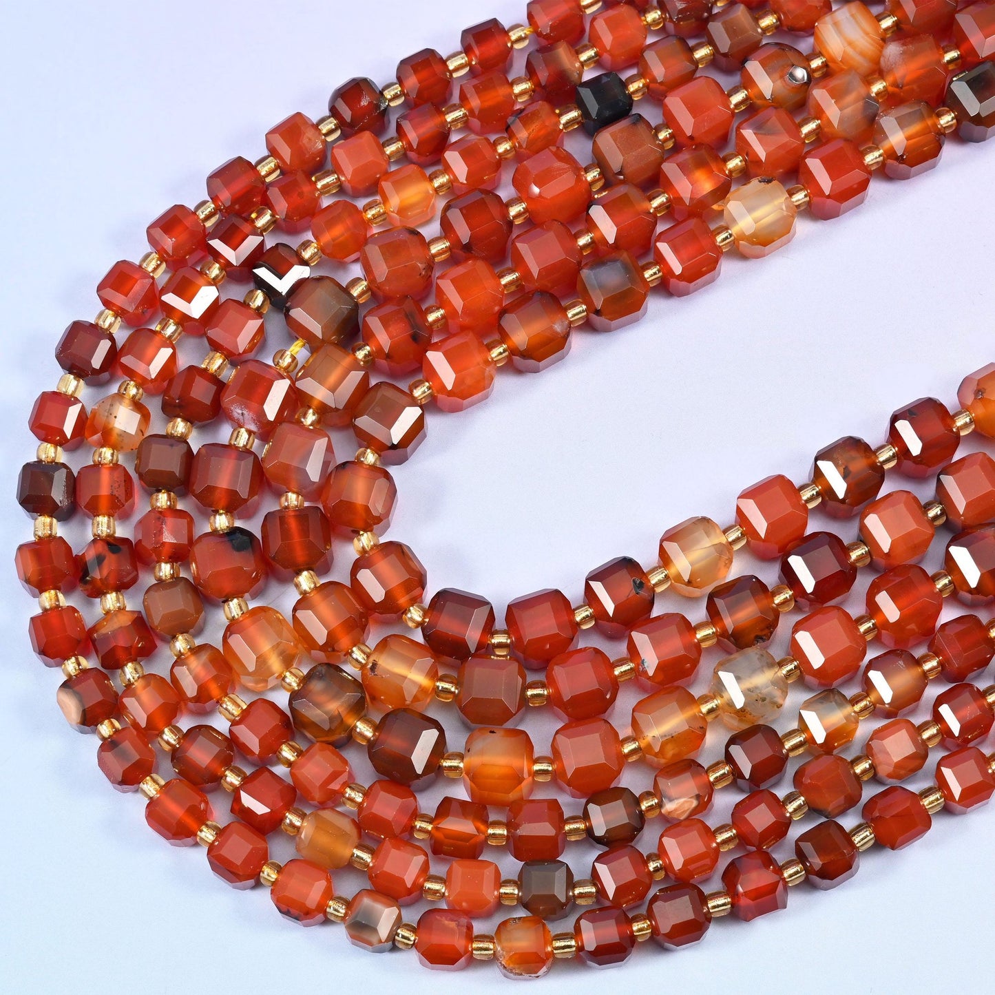 Red Agate Faceted Cube Beads, 15 inch strand