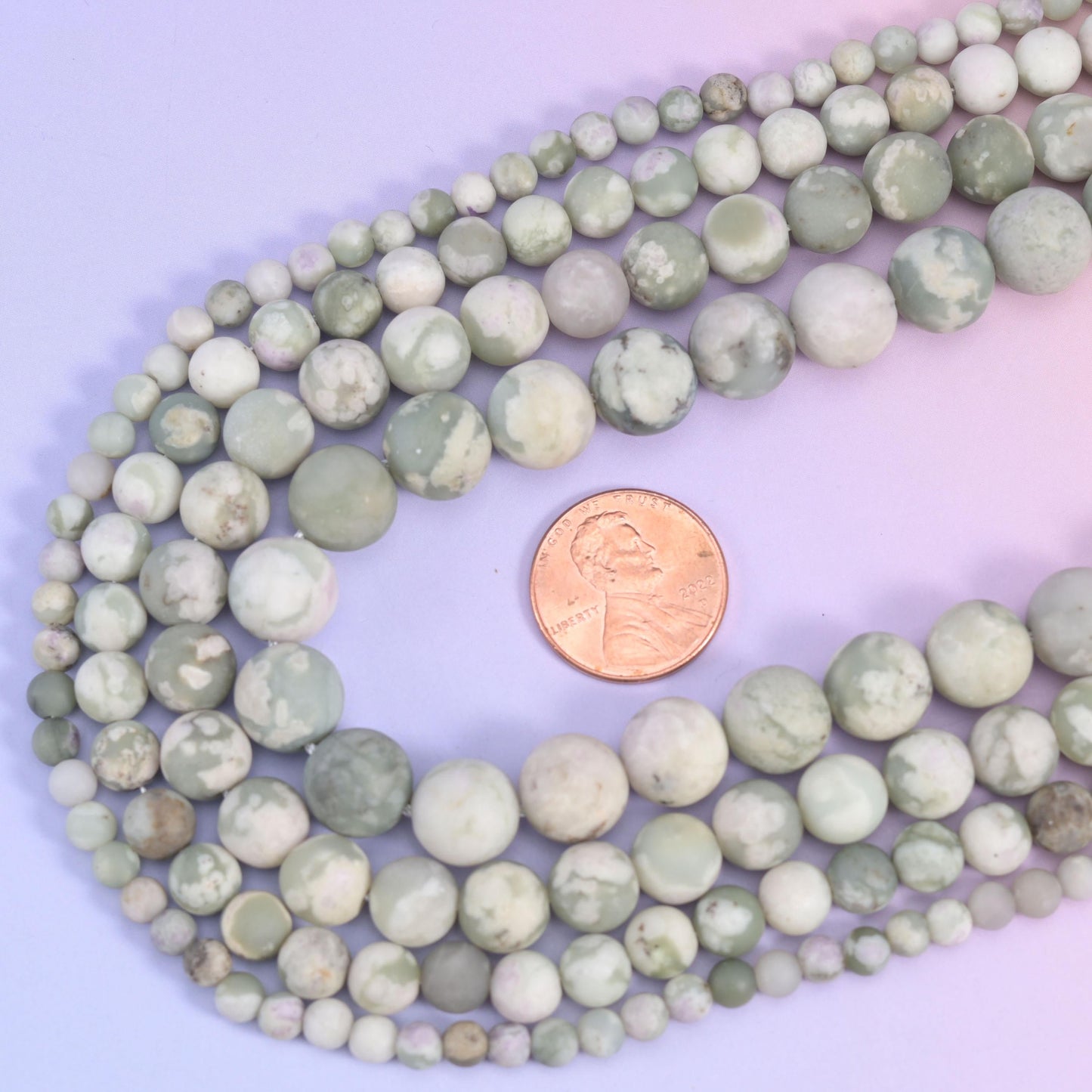Peace Jasper matte round beads, 15 inch strand